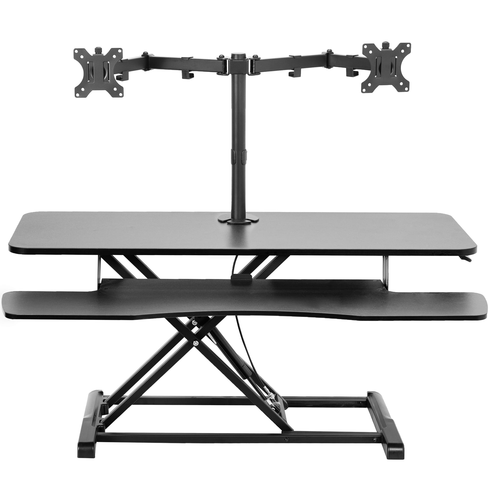 VIVO Height Adjustable 42 inch Standing Desk Converter with Dual 13 to 30 inch Monitor Stand, Sit Stand Monitor Mount and Desk Riser, Black, DESK V042KB M2