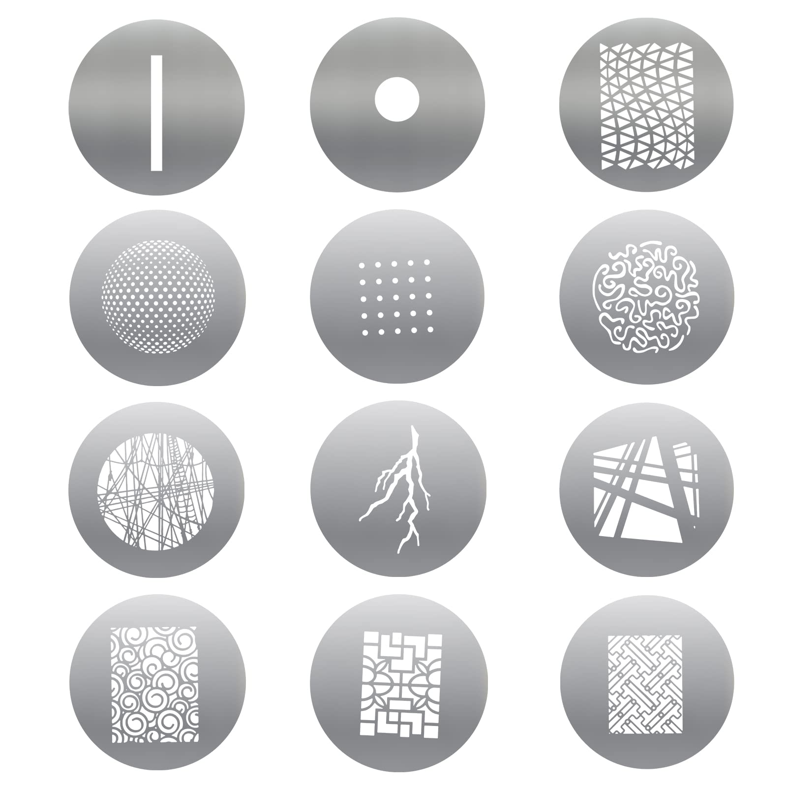 Soonpho 12 Pcs Round Gobo Kit, 66Mm Metal Plate With Different Patterns Works With Spotlight Attachment And Soonpho Ot1 Pro Ii I