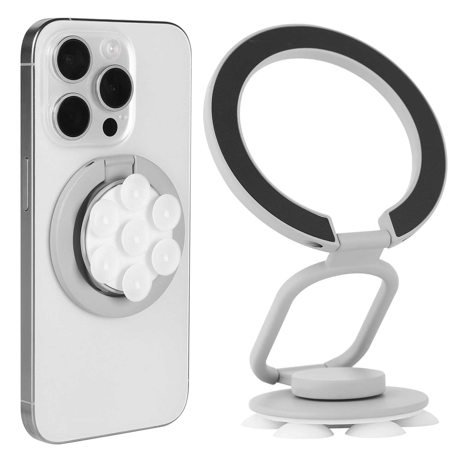 Magnetic Phone Holder Multifunctional Cellphone Stand wtih Suction Cup, Mount Ring Grip, Magnetic Lead Ring Kickstand Compatible