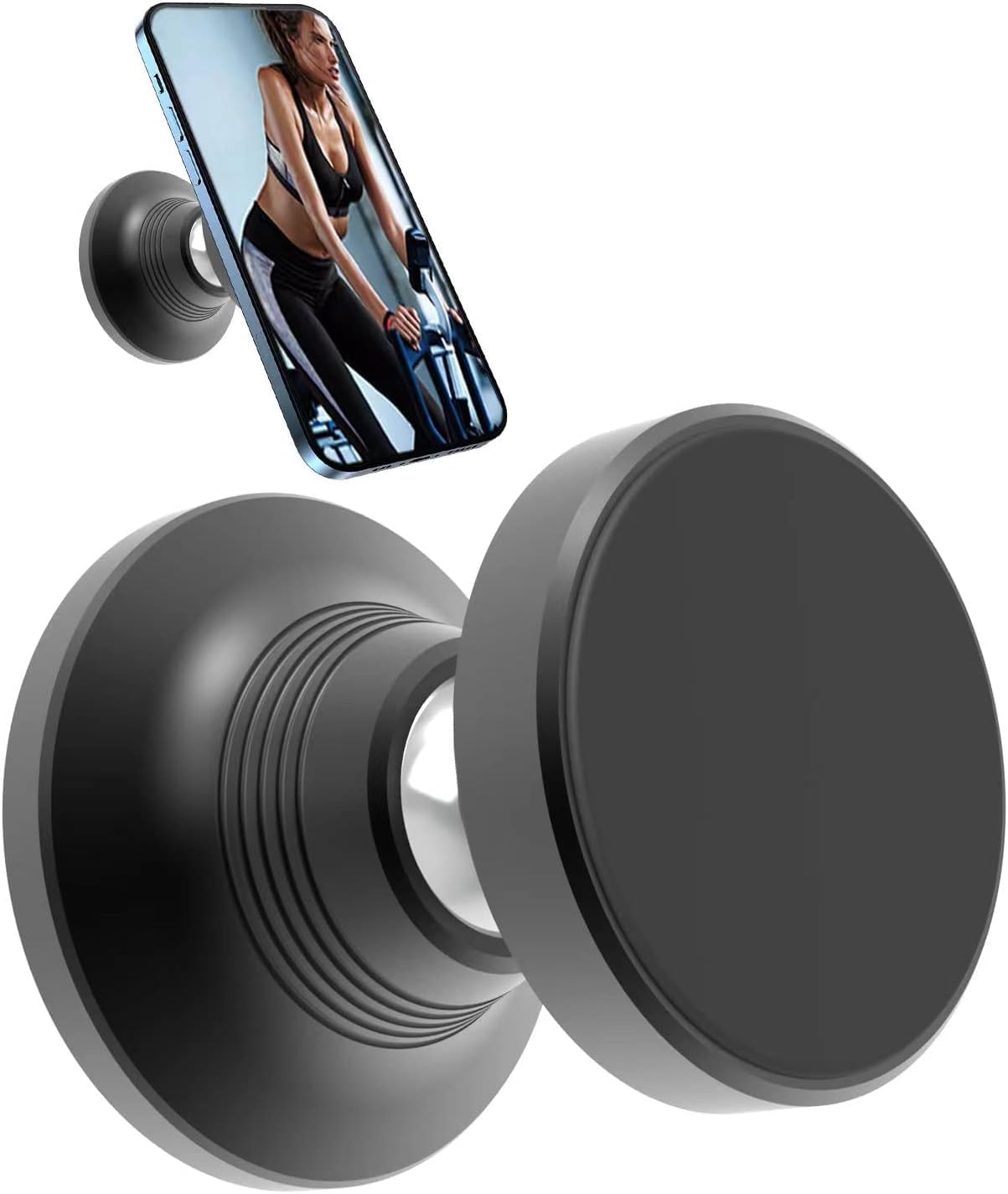 Efocakiox Dual Magnetic Phone Holder For Gym, Strong Magnet Gym Phone Mount, Fit All Phones- 360Adjustable Holder For Video Reco