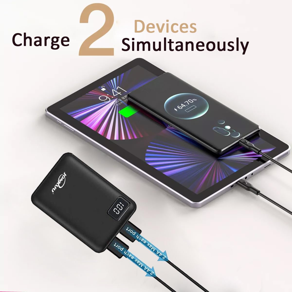 Jonkuu Small Portable Phone Charger 10000Mah Quick Charge 5V/2.4 A Heated Vest/Jacket Battery Packs Dual Usb Lcd Display Power B