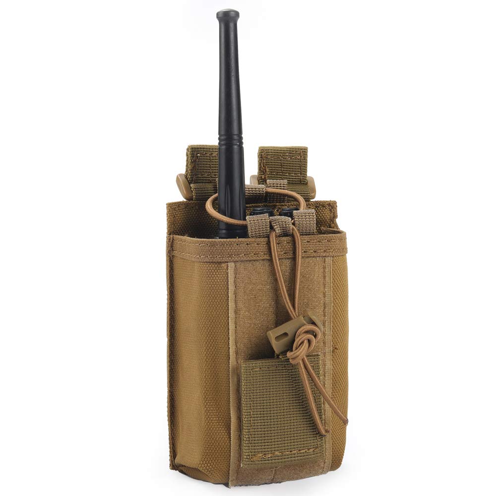 Radio Pouch   1000D Tactical Molle Adjustable Two Way Radios Holder Bag Case For Walkie Talkies (1 Pack Tan)