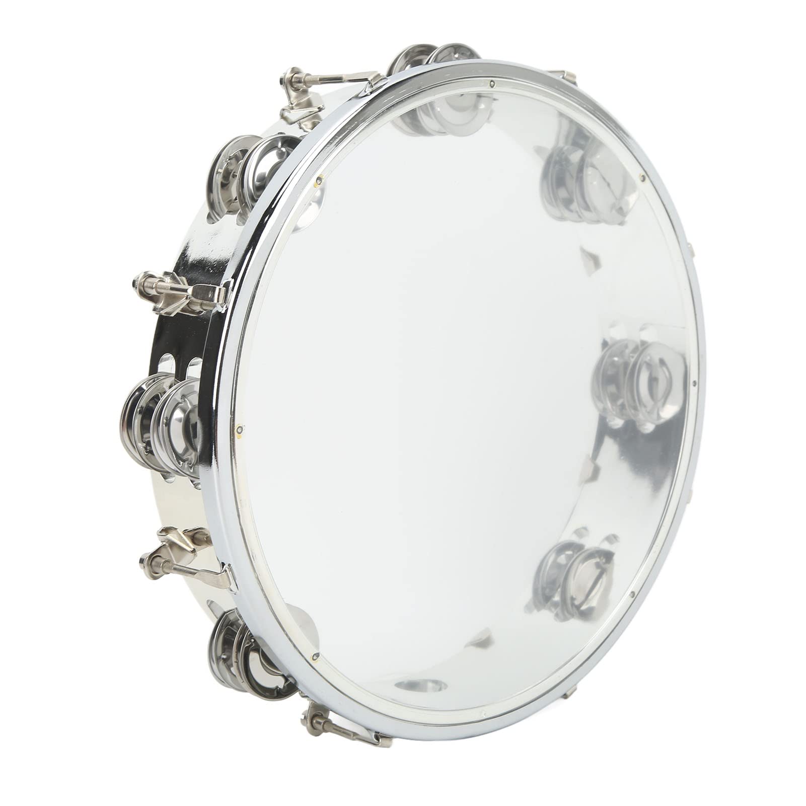 EXCLUZO Hand Drum, Tambourine 10 Inch ABS Metal Flat Appearance Long Service Life Wide Accessibility Safe (Transparent)