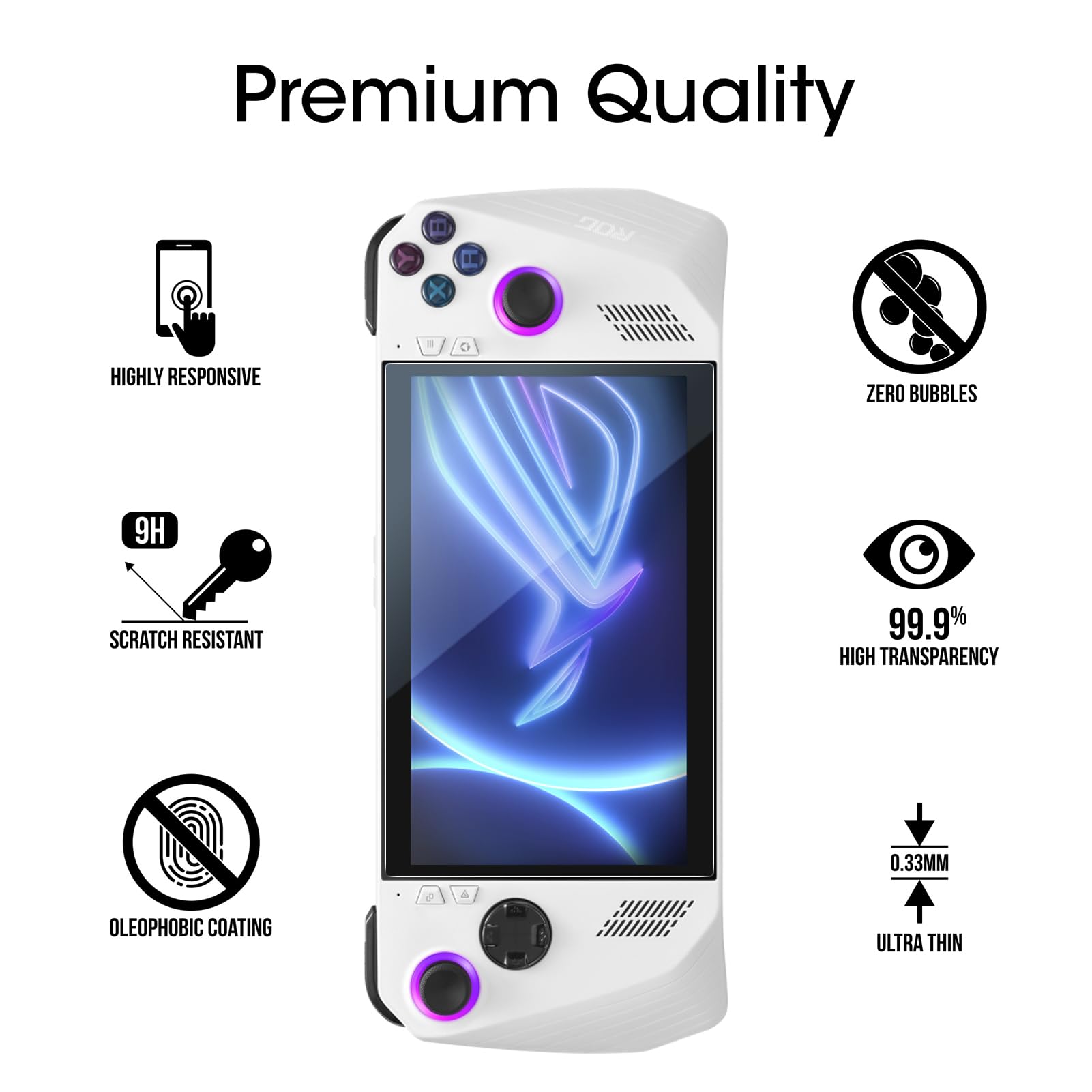 Amfilm 3 Pack Designed For Asus Rog Ally 2023 /Rog Ally X 2024 Screen Protector 7 Inch, Tempered Glass, Transparent Ultra Hd, An