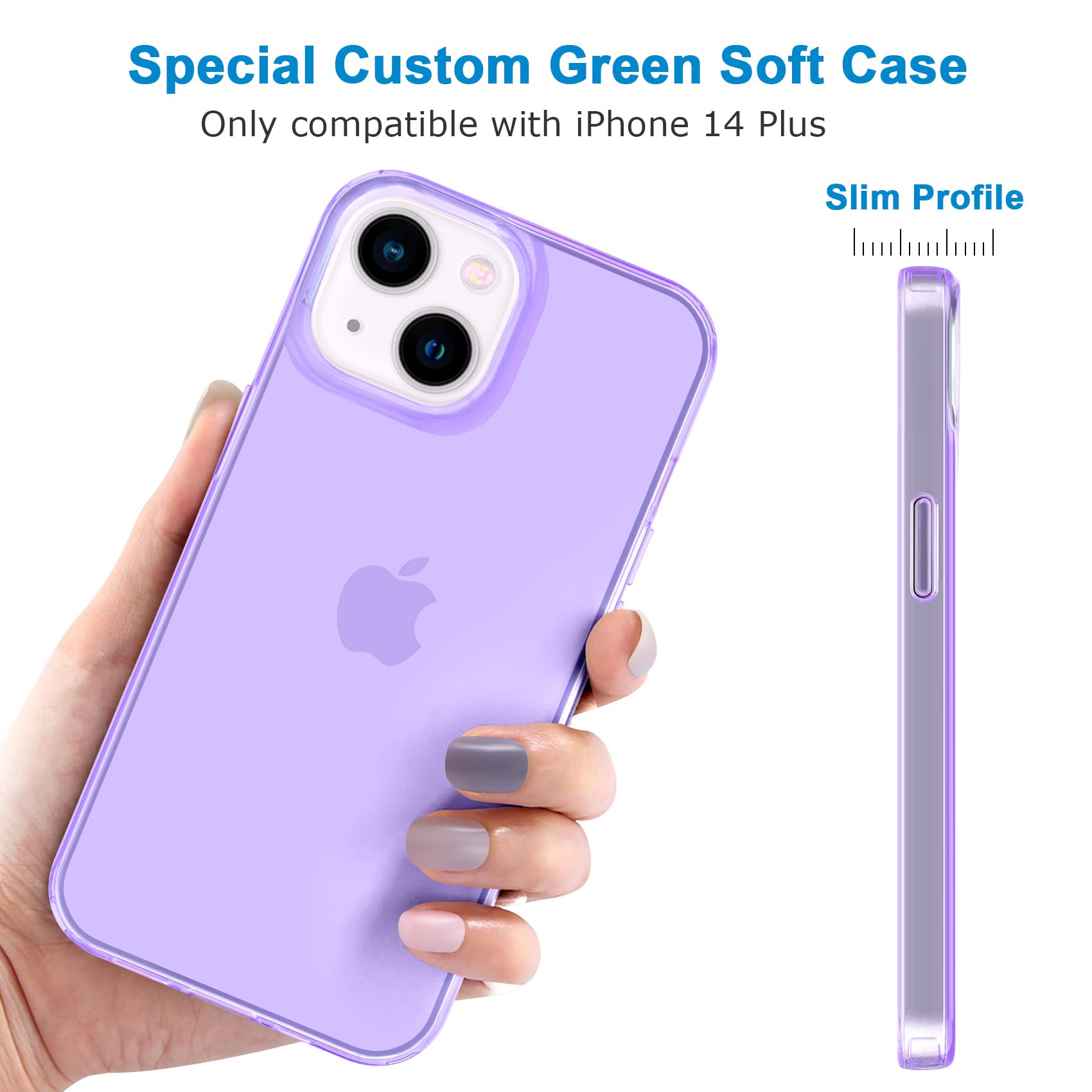 JJGoo iPhone 14 Plus Clear Shockproof Slim Protective TPU Phone Case Purple 6.7 inch