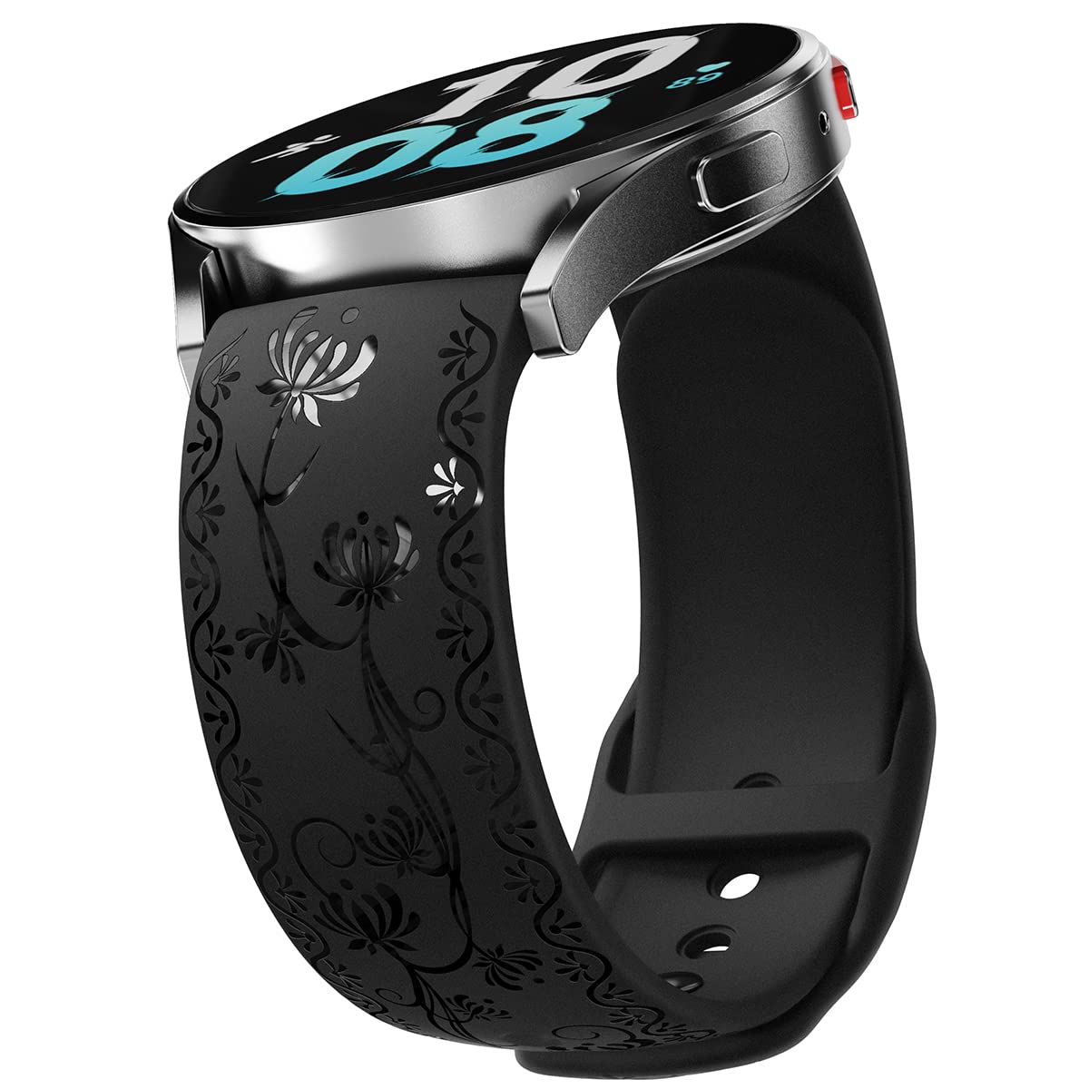 Halljoy For Galaxy Watch 4 Band For Women, Engraved Floral Lace Strap For Galaxy Watch 4/5 40Mm 44Mm, Galaxy Watch 4 Classic 42M