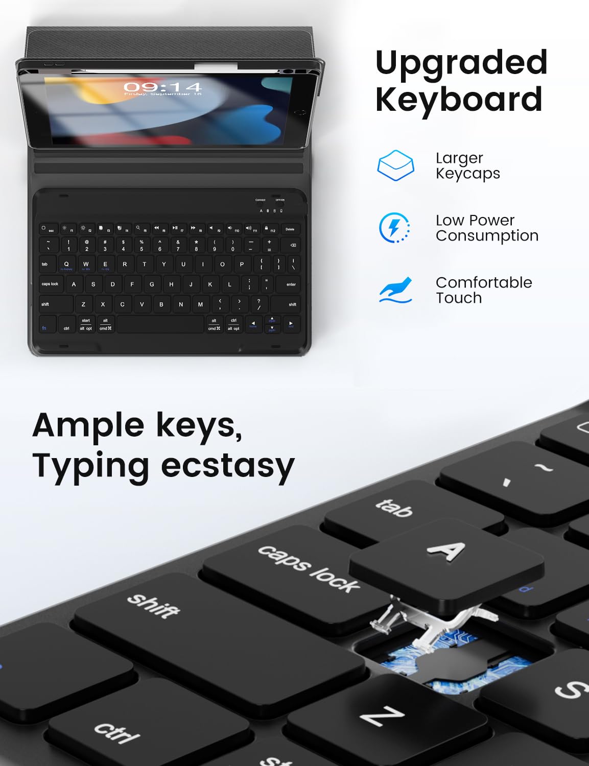 Oyeeice Keyboard Case For Ipad 9Th Generation   Wireless Detachable Keyboard Folio Cover With Pencil Holder For Ipad 9Th/8Th/7Th