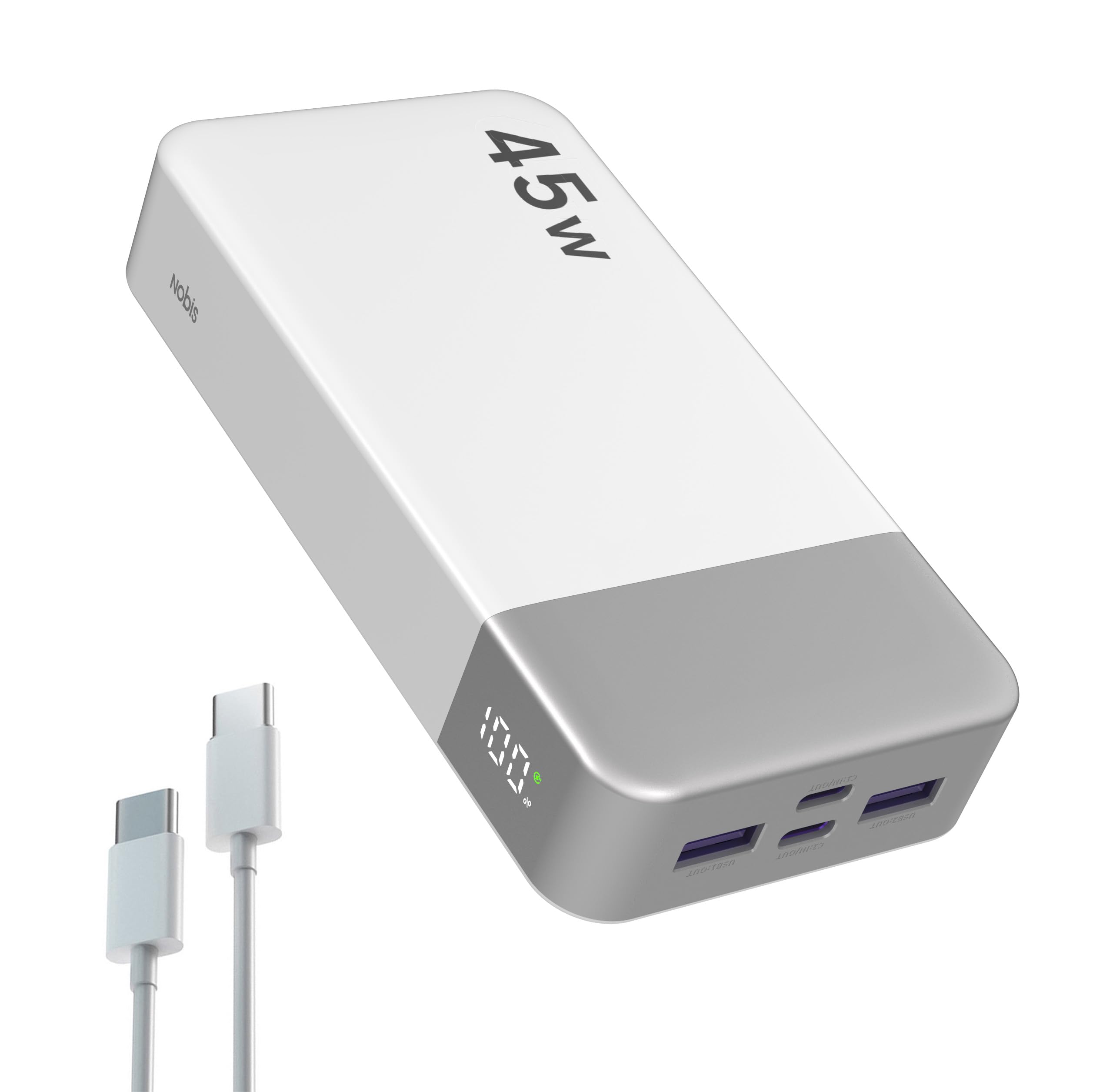 NOBIS Portable Charger, 20000mAh Power Bank, 45W Power Bank Fast Charging, Battery Pack with C to C Cable, Battery Bank with Dig