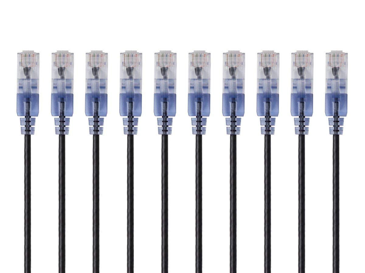 Monoprice Cat6A Ethernet Patch Cable   Snagless Rj45, 550Mhz, 10G, Utp, Pure Bare Copper Wire, 30Awg, 10 Pack, 14 Feet, Black  