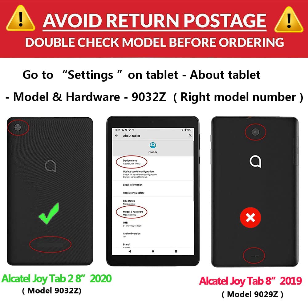 Tading Alcatel Joy Tab 2 Case For Kids, Cute Butterfly Shockproof Light Weight Protective Stand Bumper Cover For Alcatel Joy Tab