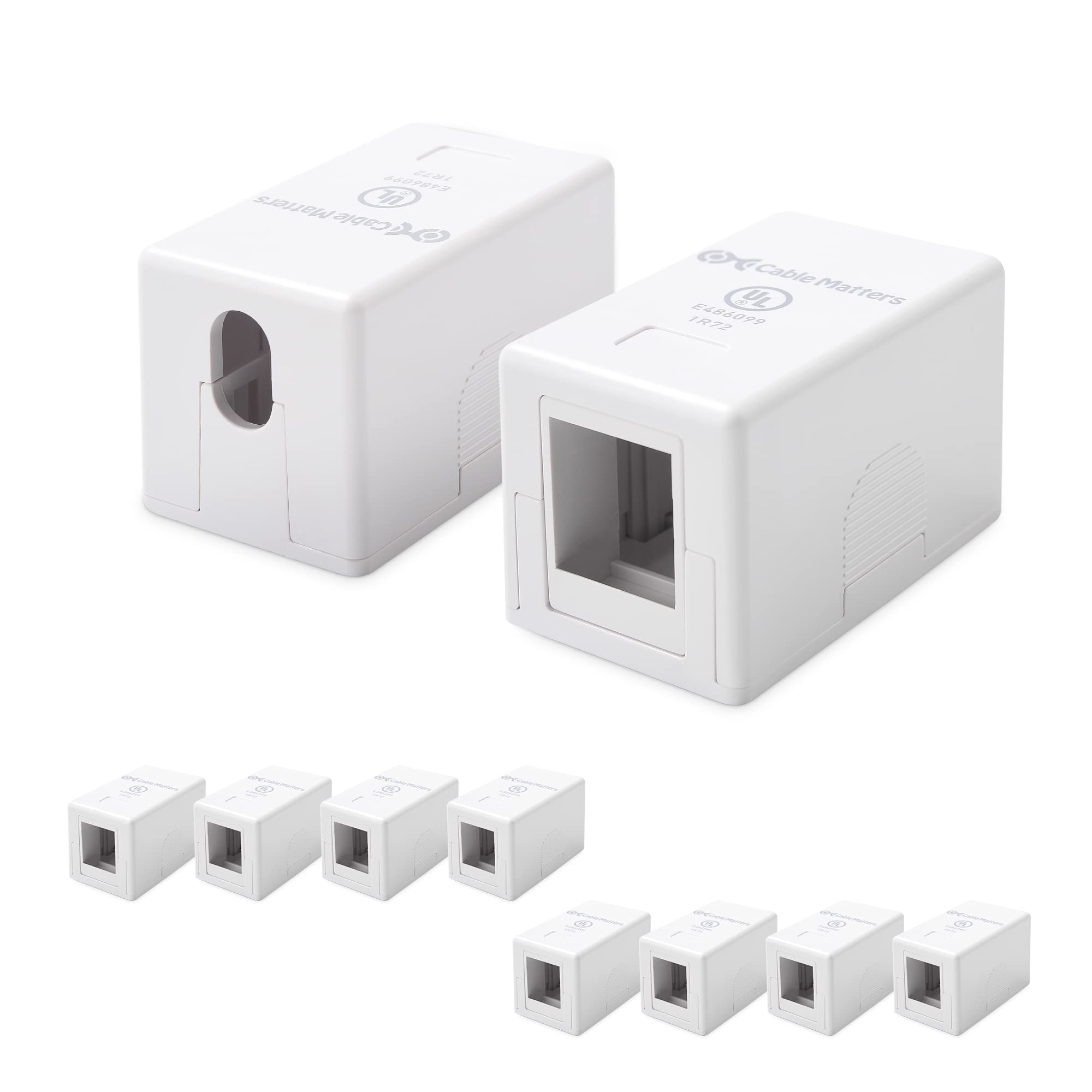Cable Matters Ul Listed 10 Pack 1 Port Keystone Jack Surface Mount Box In White