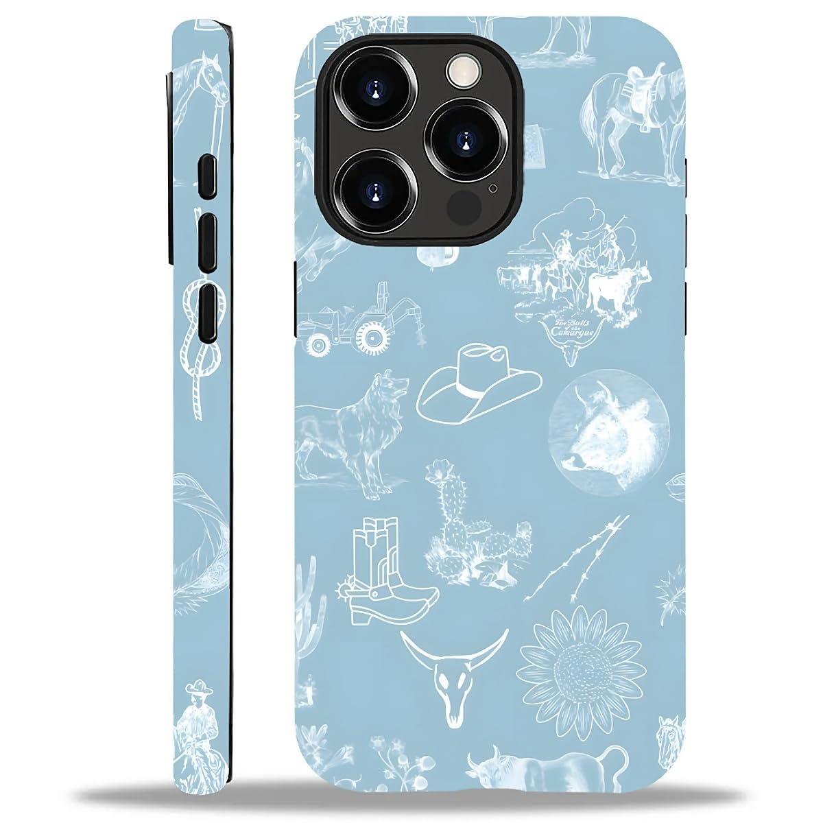 Akinmi Case For Iphone 12/12Pro,Blue Shadow Horse Exquisitely Pattern Double Protective Phone Cover Cases Soft Silicone For Ipho