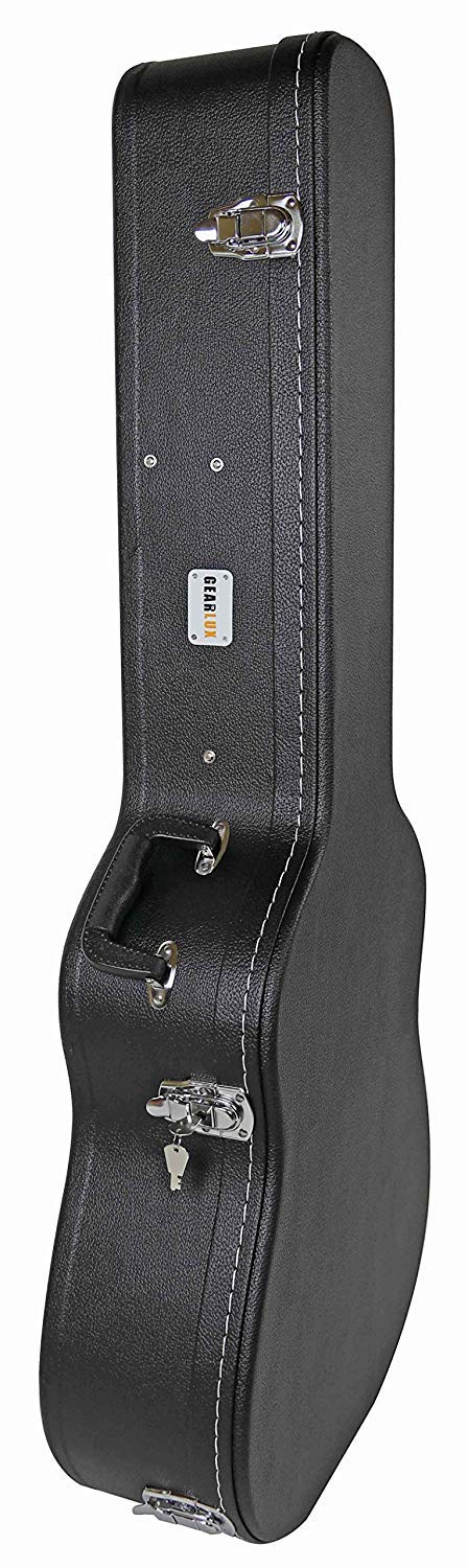 Gearlux Dreadnought Acoustic Guitar Hardshell Case With Accessory Compartment   Black