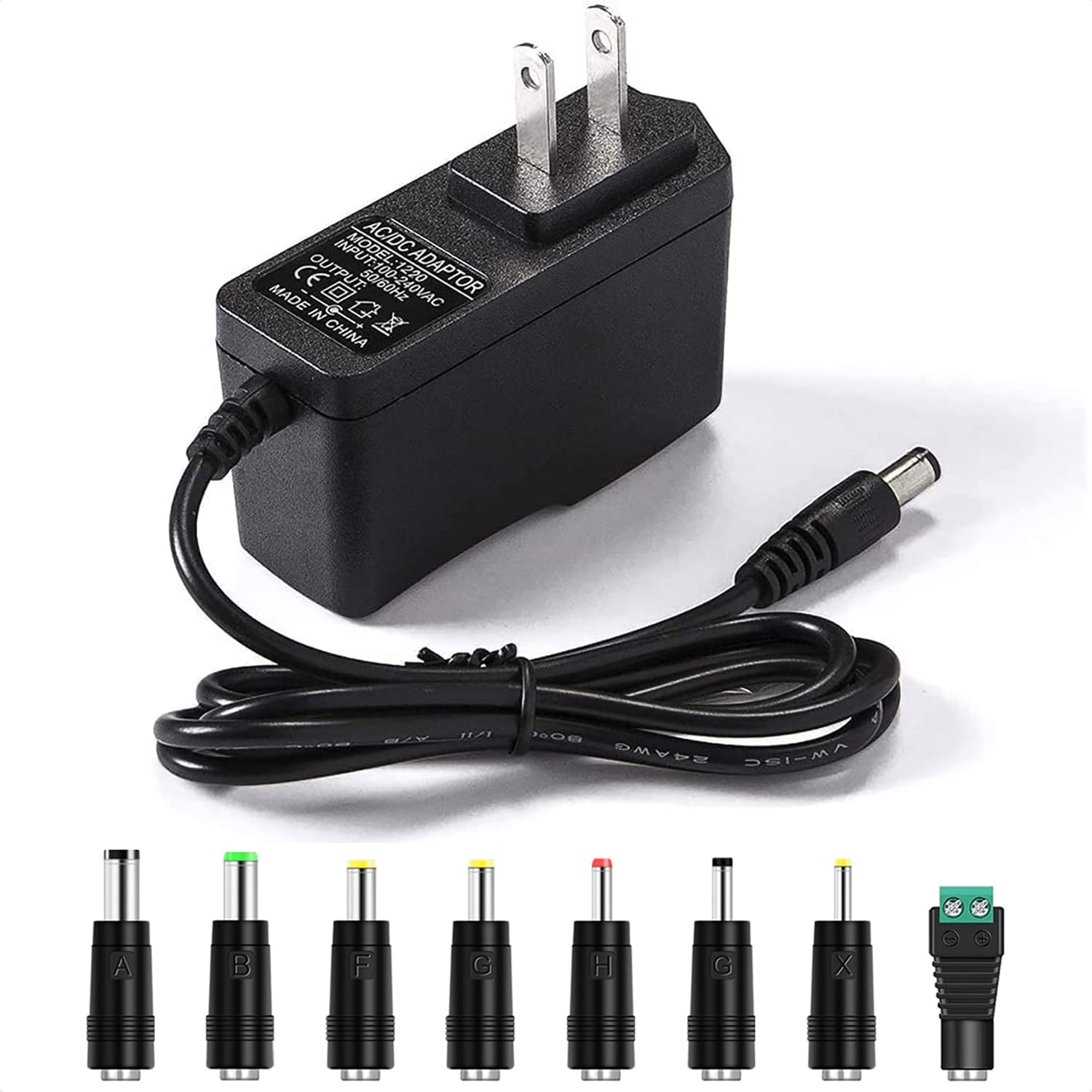 6V 2A Power Adapter Charger [Ac 6 Volts 2 Amps Regulated Switching Power Supply] With 8 Interchangeable Dc Plug For 300Ma 400Ma 