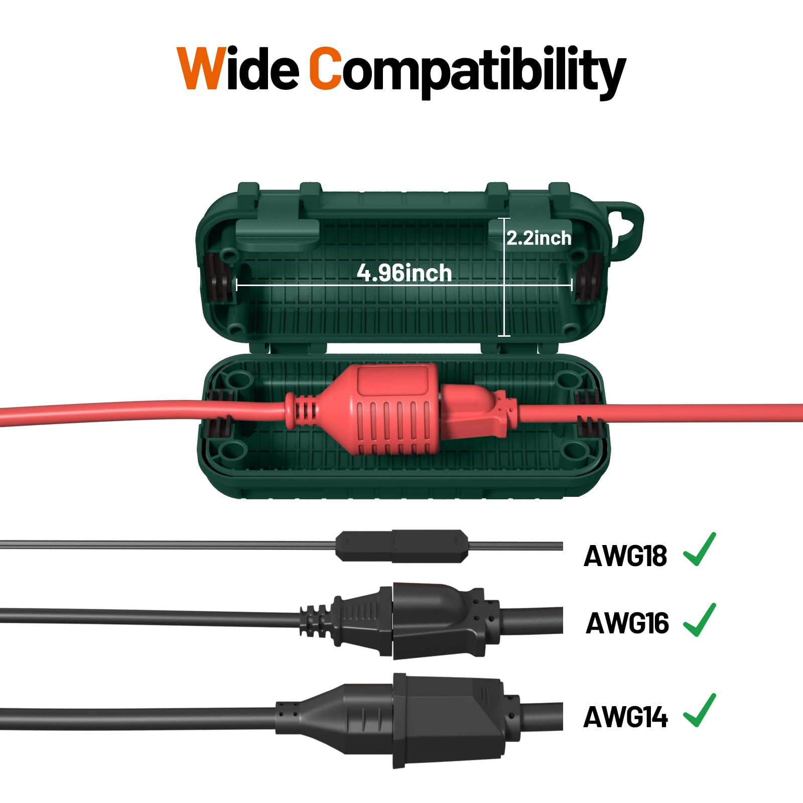 Extension Cord Cover Waterproof, Outdoor Cord Connection Protector For Outside With 4 Removable Latches, Electrical Box Plug Cov