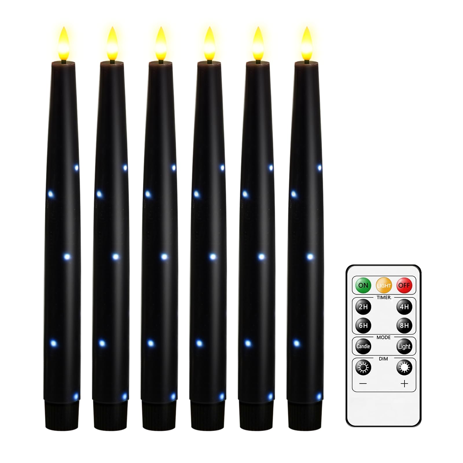 Nimiko Flameless Taper Candles with Star Lights, Remote Control, and Timer Control, Made of Real Wax, LED Battery-Powered Candle