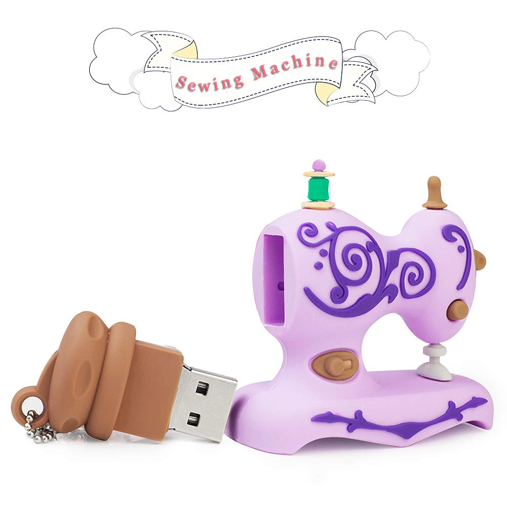 Leizhan Novelty Usb Flash Drive Sewing Machine Themed Character Thumb Drive Gift Pendrive (32Gb, Sewing Machine Purple)