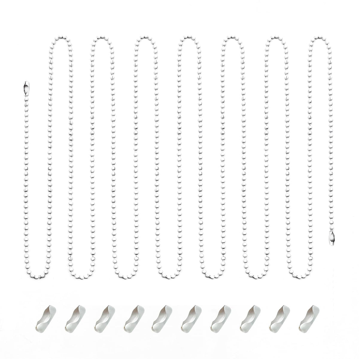 Ceiling Fan Pull Chain Extender, 12Feet 3Mm Diameter Beaded Ball Fan Light Extension Pull Chain With 10 Matching Connectors(Whit