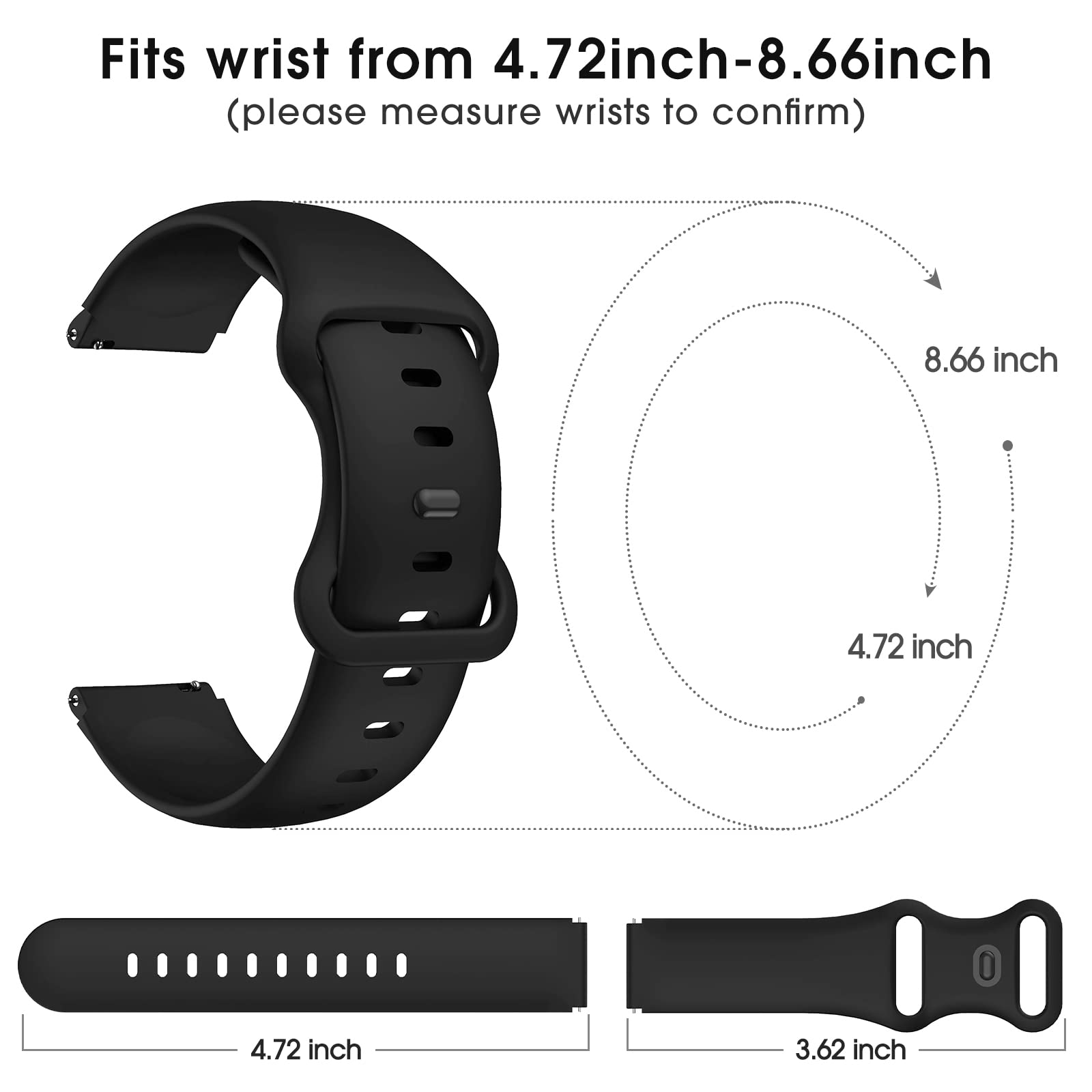 19Mm Soft Silicone Replacement Band Compatible With Veryfitpro Id205, Id205L, Id205U, Id205S, Id205G, Id215G, Id216, Sw020, Sw02