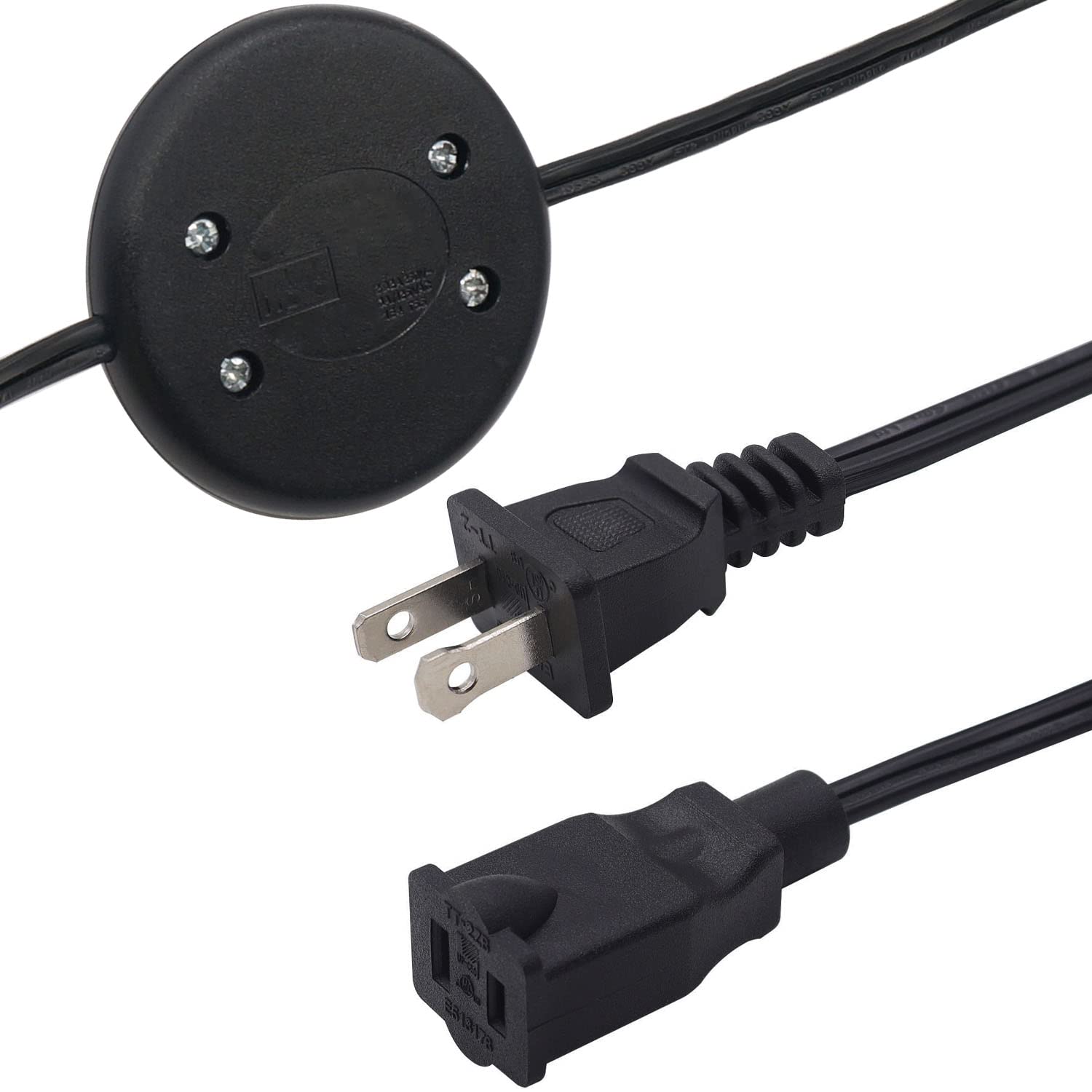 Weideer Floor Foot Pedal Switch With Extension Cord 18Awg 6Ft 2 Outlet Plug Cable Inline Push Switch On Off Lamp Foot Switch Chr