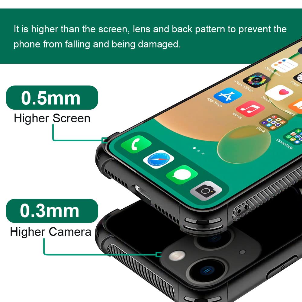 ZHEGAILIAN iPhone 14 Case Tempered Glass Back TPU Shock Protective "Dont Touch My Phone" Design