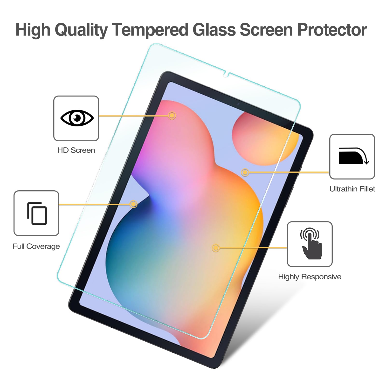 Procase Screen Protector For Galaxy Tab S6 Lite 10.4 Inch 2024/2022/2020(Sm P620/P625/P613/P619/P615/P610), Hd Clear 9H Hardness