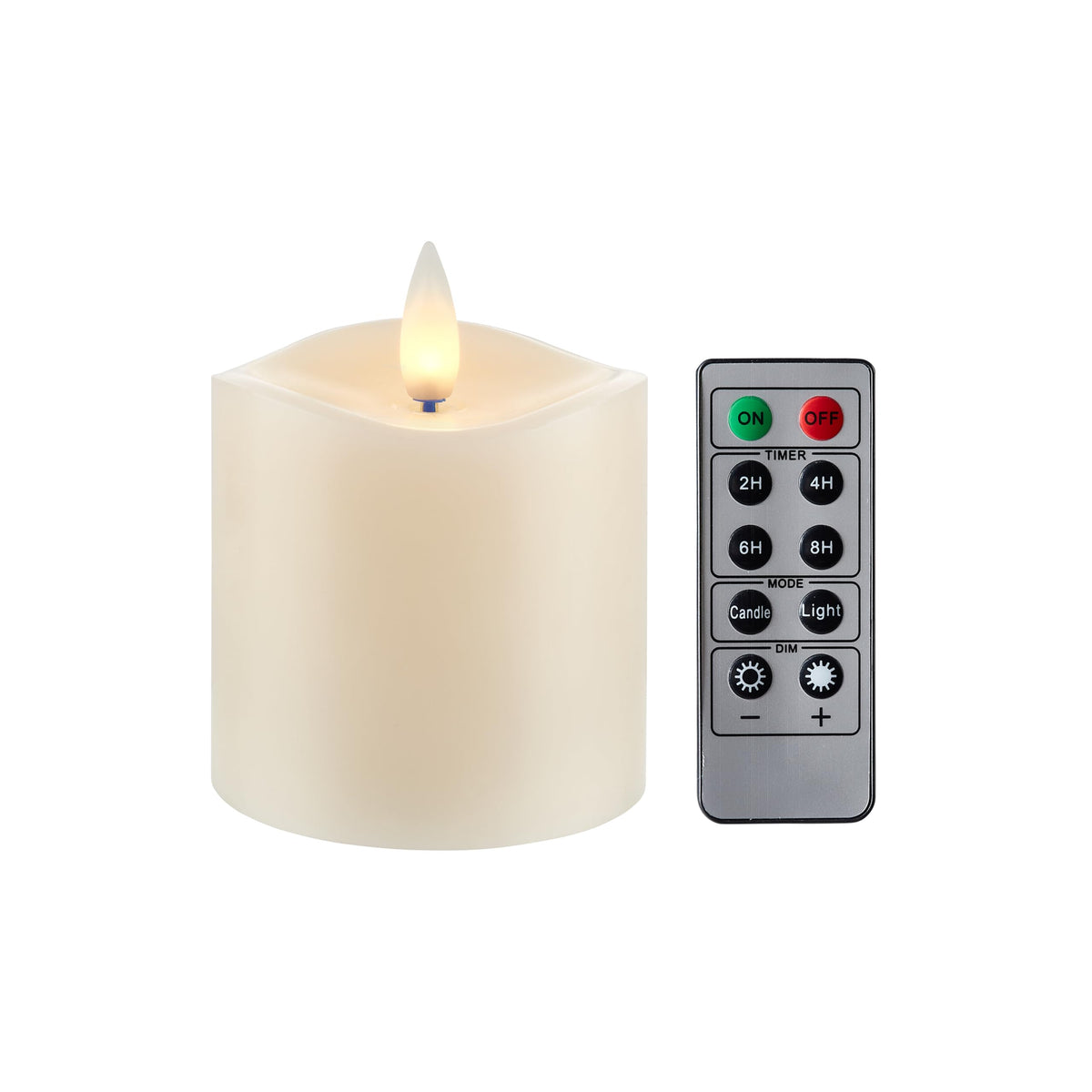 Cozierglow Stripe Pillar Candles With Remote Timer, Battery Candles Up To 400 Hours, 3D Moving Flame Wax Candles, Set Of 2, 3 X 