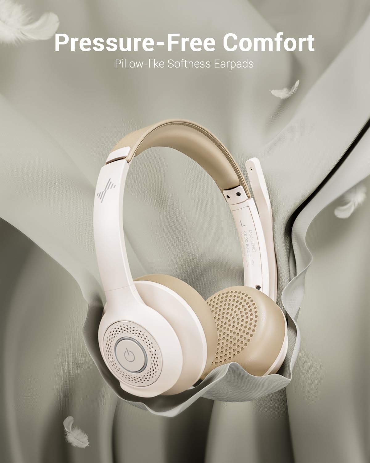 Jiamqishi Wireless Headset With Ai Noise Cancelling Microphone Bluetooth Headset   Bluetooth V5.2 Headphones With Mic Mute For C