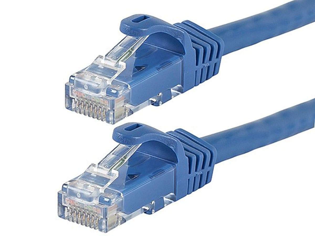 Monoprice Cat6 1Ft Blue Patch Cable Utp 24Awg 550Mhz Pure Bare Copper Snagless Rj45 Flexboot Series Ethernet Cable