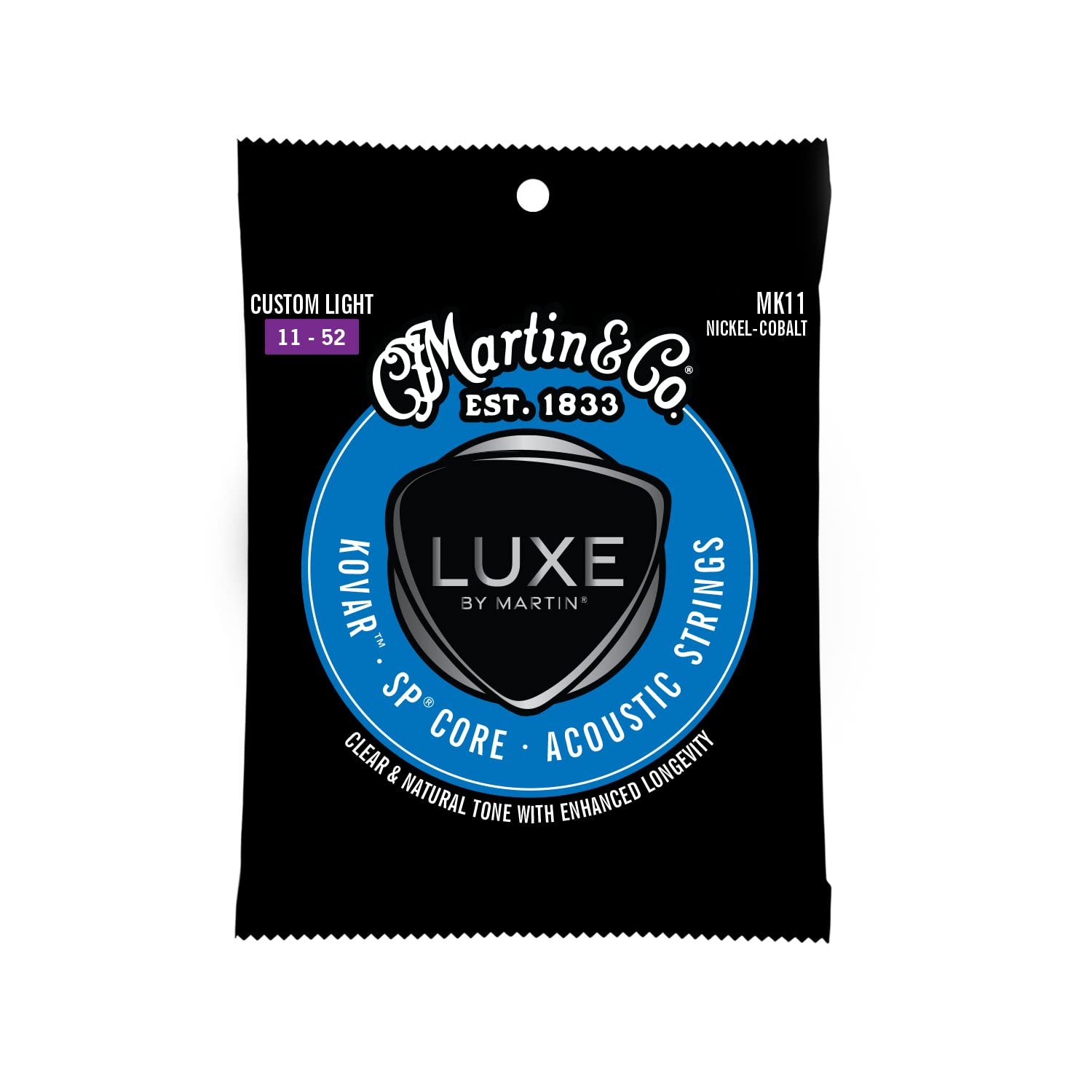 LUXE BY MARTIN Kovar SP Core Guitar Strings - Custom Light Gauge | Nickel-Cobalt Alloy Wrap with SP Core | Lower Tension, Balanc