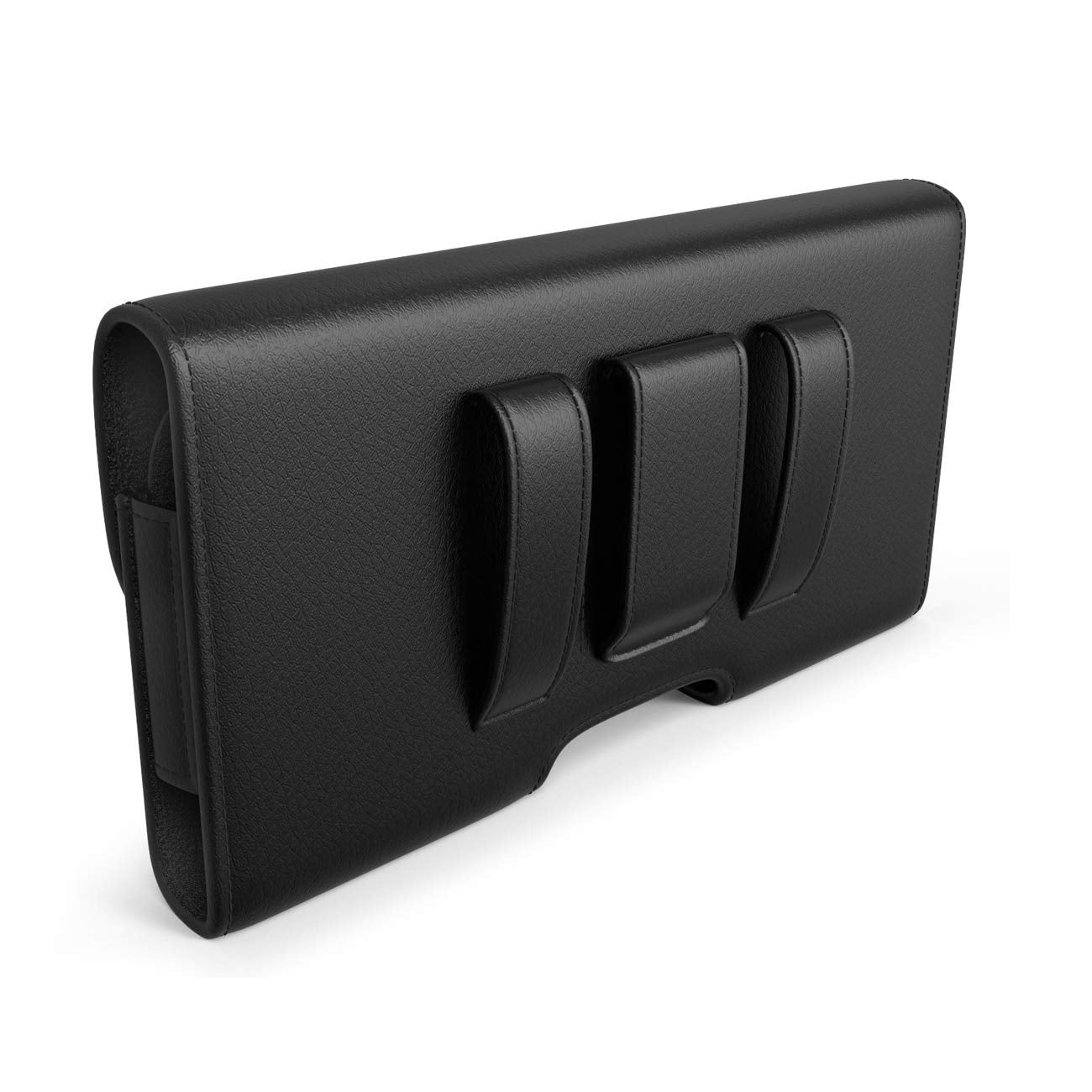 Reiko Mobile Vogue Eco-Friendly Leather Phone Pouch Holster, Black, 6.1x3.2x0.7 in, Compatible with iPhone/Galaxy/Android, Model K