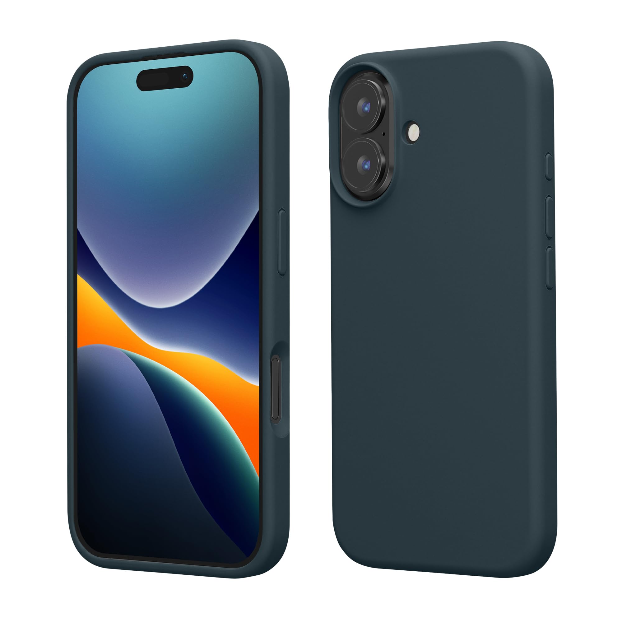 kwmobile Case Compatible with Apple iPhone 16 Case - TPU Silicone Phone Cover with Soft Finish - Dark Slate
