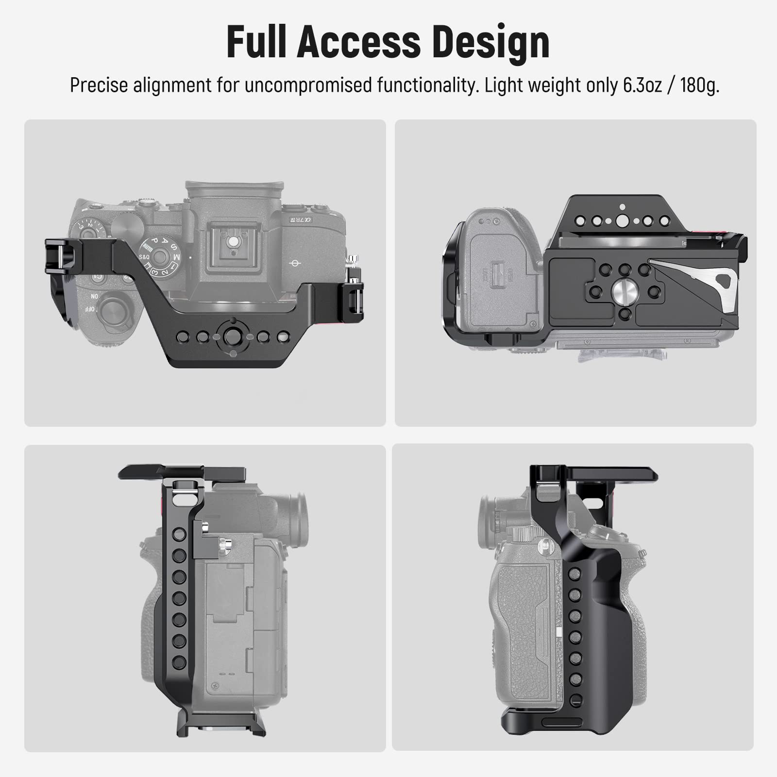 Neewer Full Camera Cage Compatible With Sony A7R V/A7R Iv/A7 Iv/A7S Iii/A1, Aluminum Video Camera Rig With Full Access/Arca Type