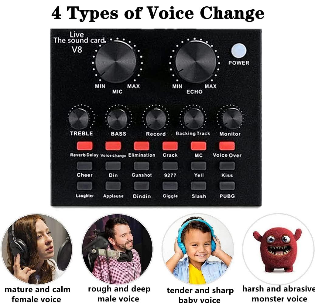 Podcast Equipment Bundle, Bm 800 Recording Studio Package With Voice Changer, Live Sound Card   Audio Interface For Laptop Compu