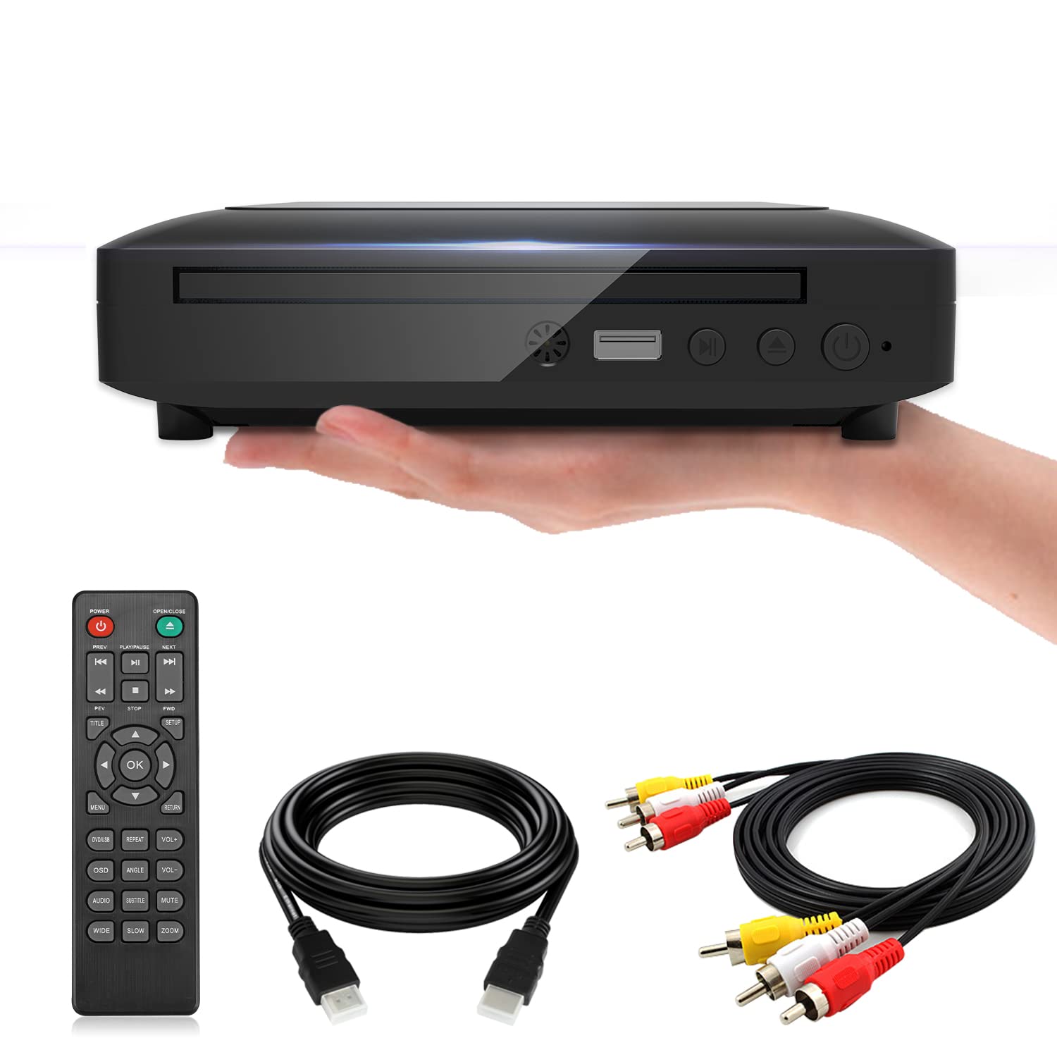Mini Dvd Player For Tv, Region Free Hd 1080P Supported With Hdmi/Av Cables, Usb Input, Contain Remote Control For Dvd Player, Su