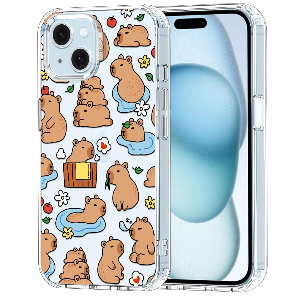 MOSNOVO for iPhone 15 Case, Shockproof Military-Grade Protection 6.6ft Drop Tested, Clear Phone Case for iPhone 15, Capybara Lan