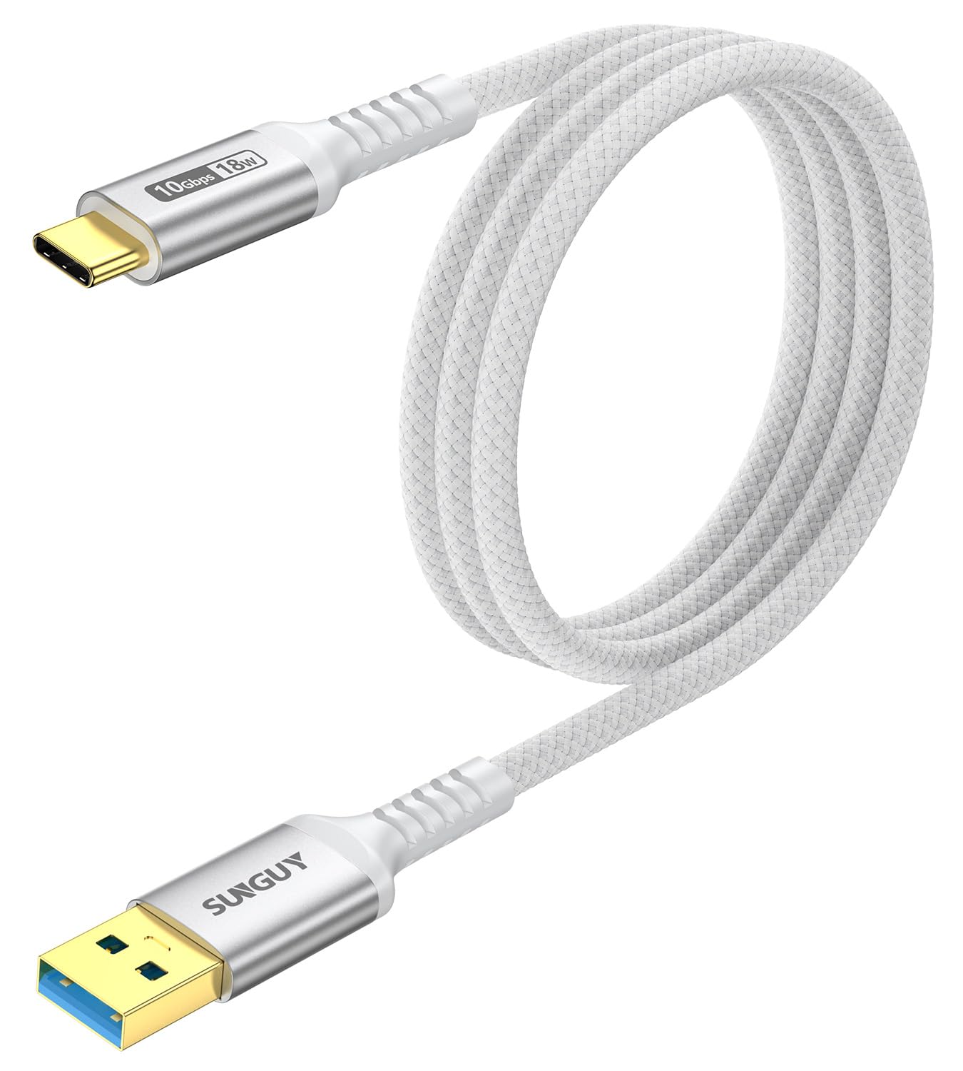 SUNGUY 10Gbps USB C 3.1 Gen 2 Cable, 4FT USB A to USB C 3A Fast Charging & Data Transfer Android Auto Carplay Cable Compatible w
