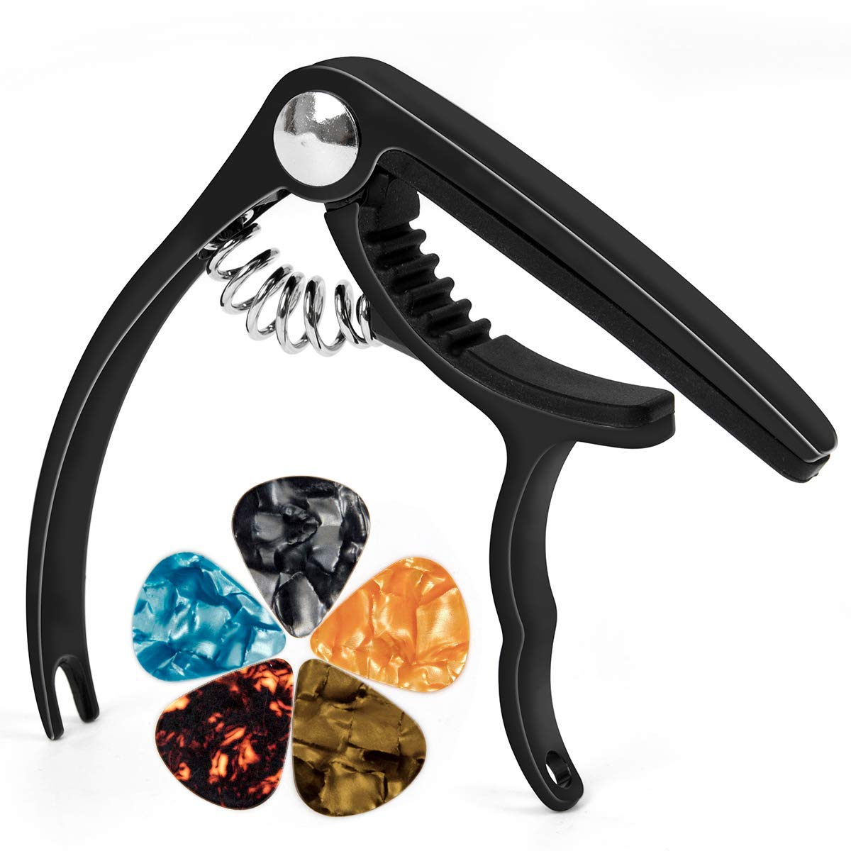 Guitar Capo Trigger For Acoustic Electric Ukulele Banjo Mandolin With 5 Free Picks Black