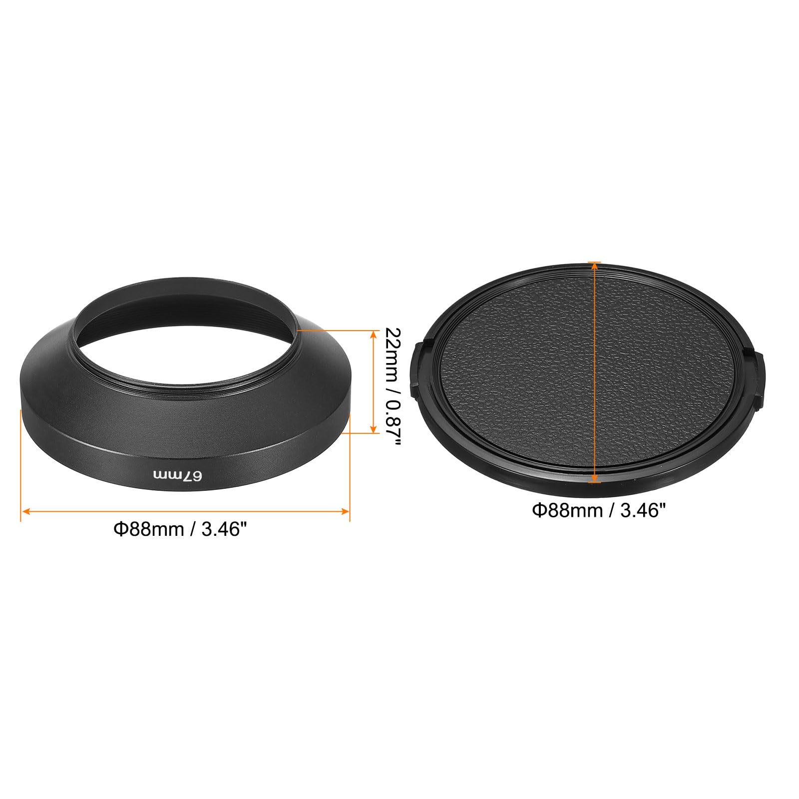Patikil 67Mm Lens Hood, Wide Angle Matte Surface Anti Reflective Inside Hood With Cap And Cleaning Cloth For Camera Lens, Black