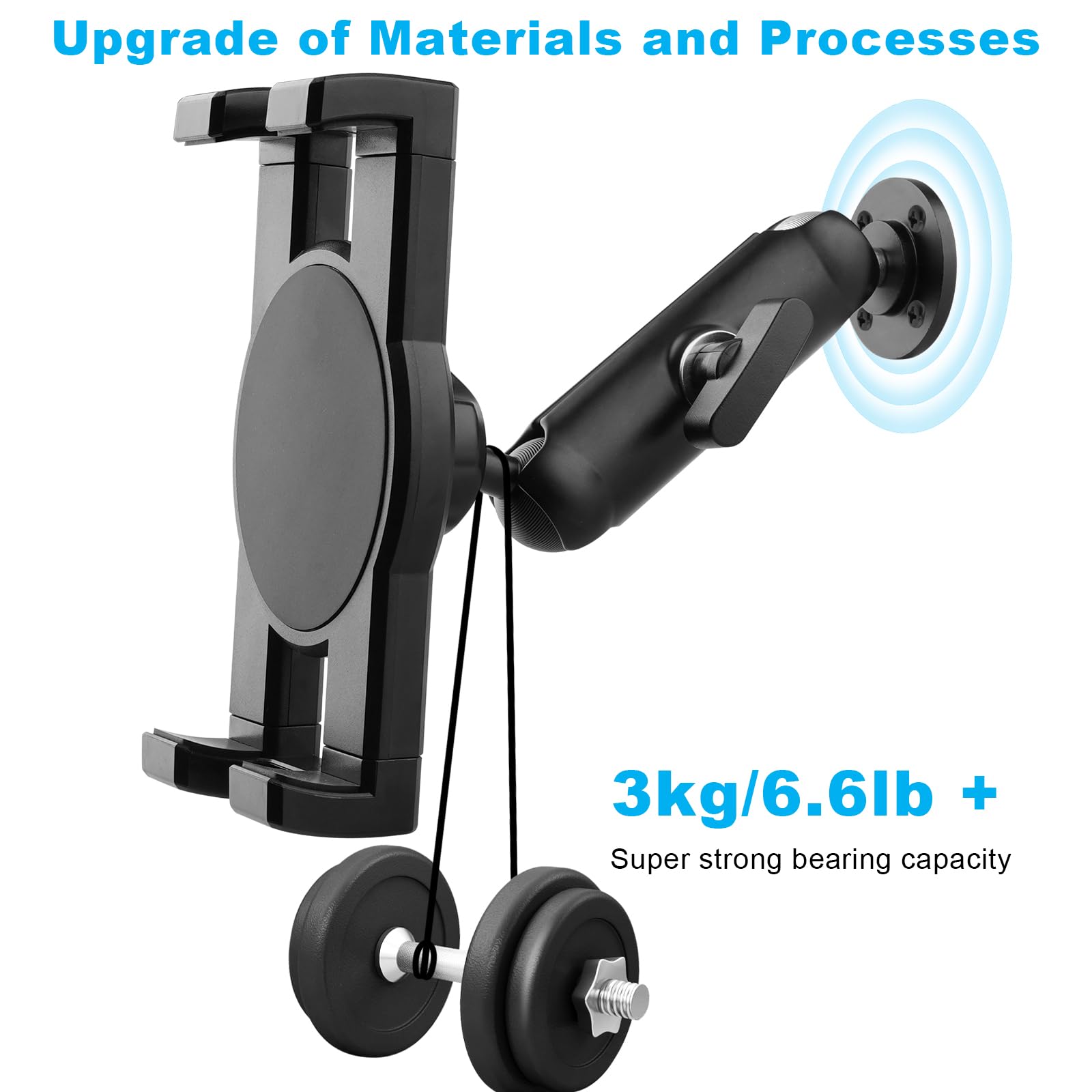 Aluminum Heavy Duty Drill Base Tablet Mount For Truck,Commercial Vehicles,Dashboard,Boat,Car And Wall,Tablet Holder For Truck Compatible With 4' 12.9' Ipad Pro/Mini/Galaxy Tab,Large Case Friendly