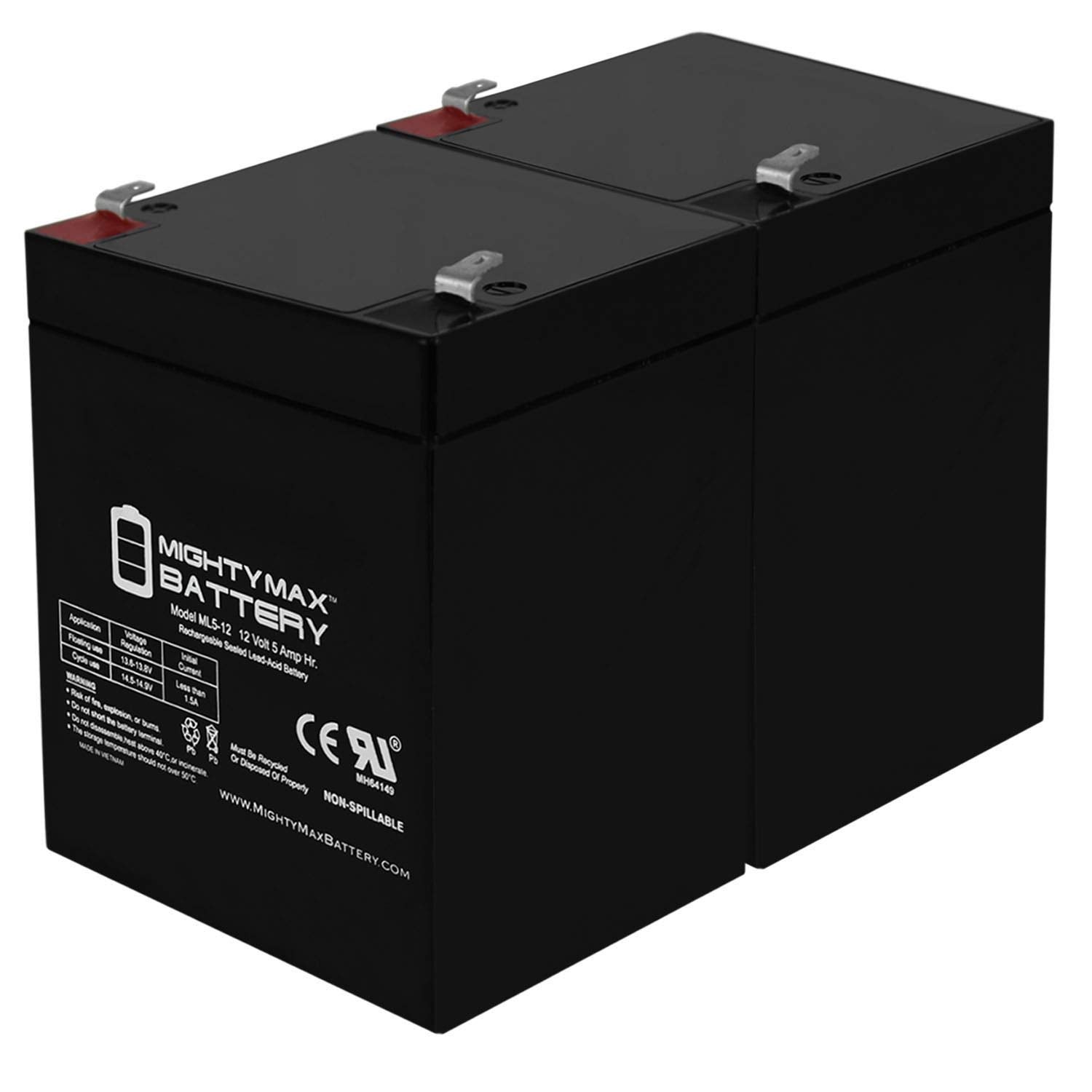 Mighty Max Battery Ml5 12   12 Volt 5 Ah Sla Battery   Pack Of 2