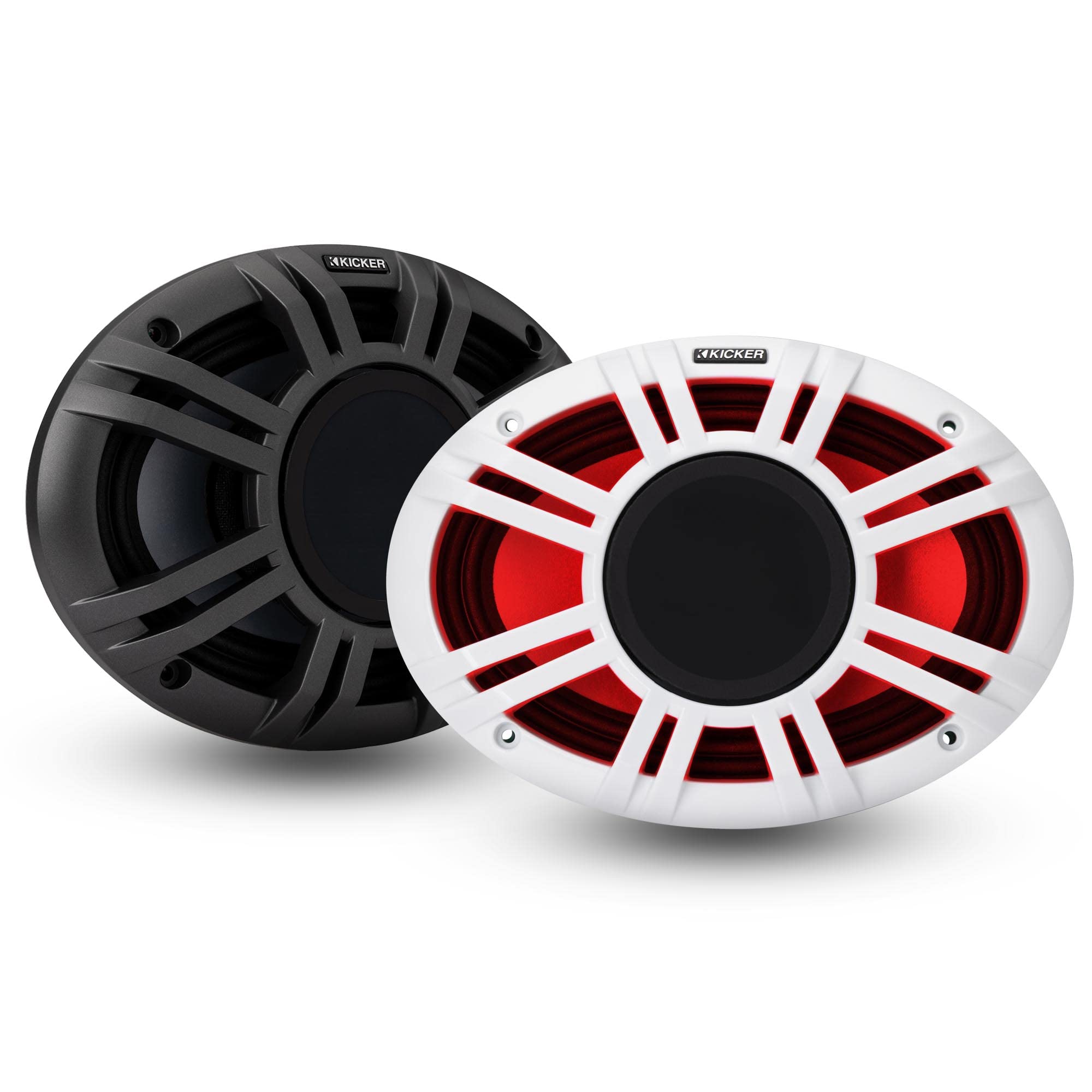 KICKER 48KMXL69 6x9 4-Ohm RGB LED KMXL Horn-Loaded Marine Coaxial Speakers, Pair