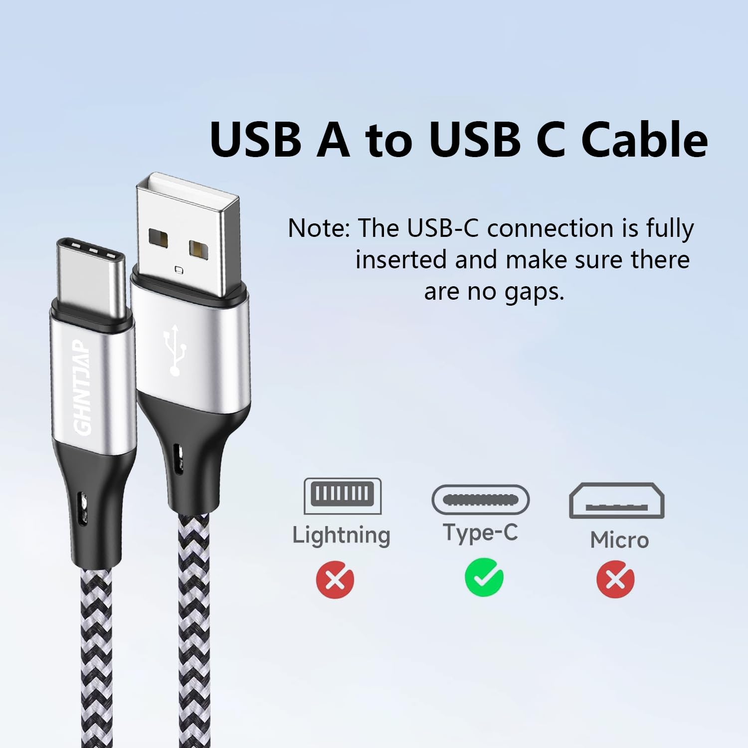Ghntjap Usb C Cable, [3 Pack, 1.5Ft] Usb To Usb C Cable 3A Fast Charge, Usb A To Usb C Charger Cord Braided Compatible With For