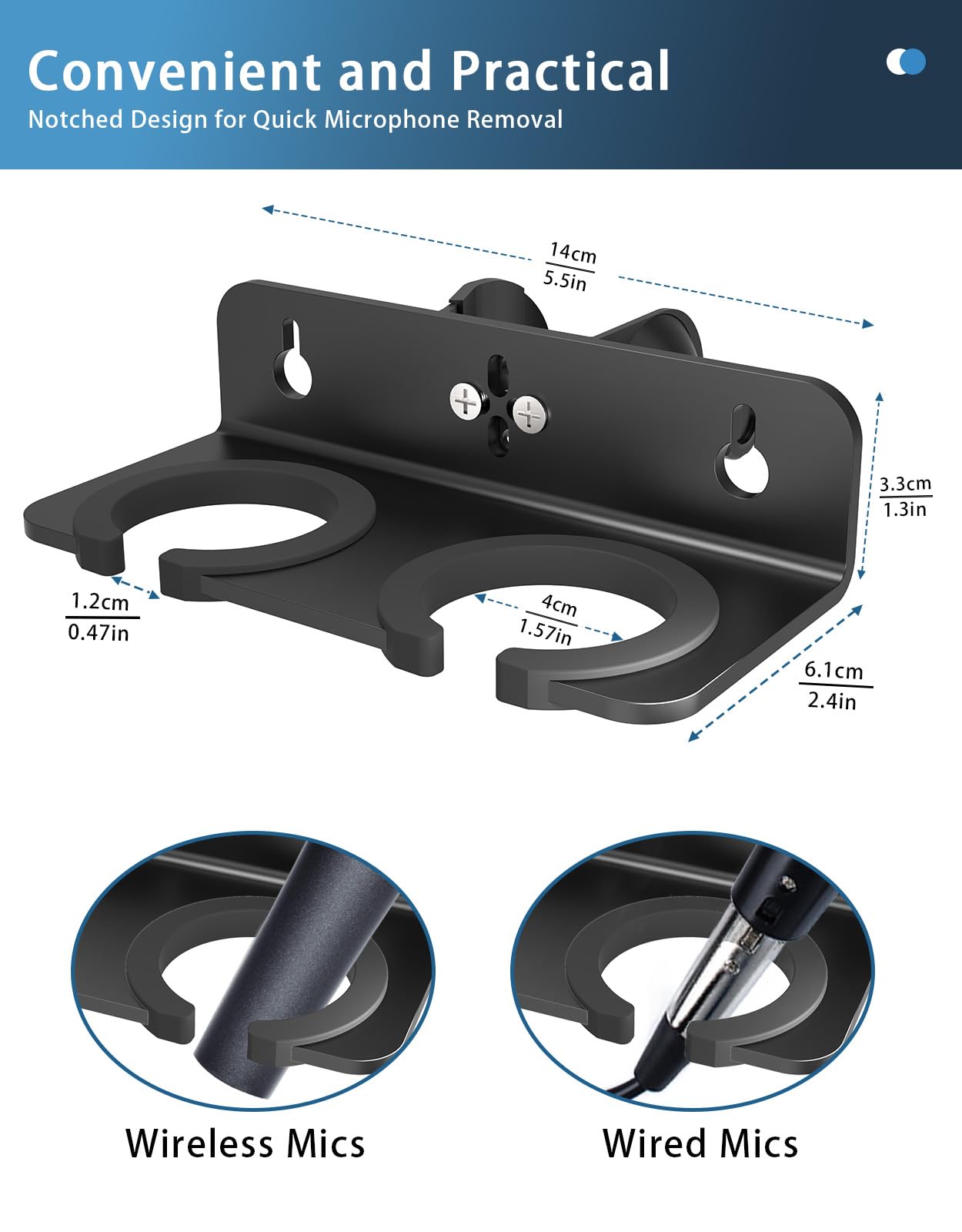 ?Latest Model? Clamp-On Multi Microphone Holder For Mic Stand And Wall Mounted Holds Up To 2 Handheld Dynamic Clamp Mic Clip, Id