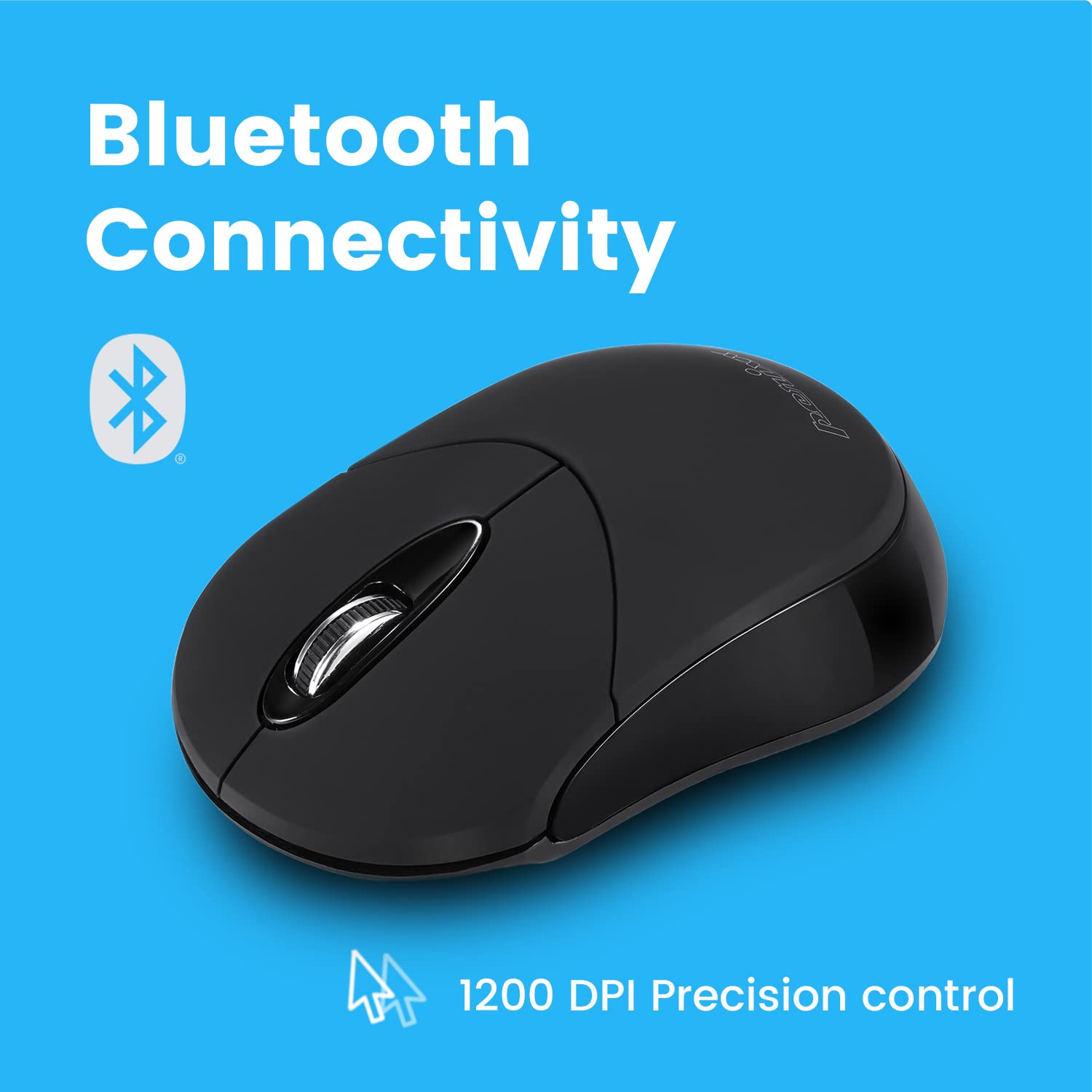 Perixx Perimice 802B Wireless Bluetooth Mouse   Portable Design For Windows, Ios, And Android Tablet   Black Rubber Black