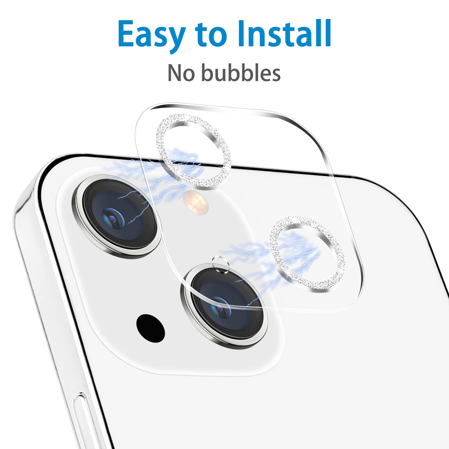?3 Pack?Dengduoduo Tempered Glass Camera Lens Protector For Iphone 14 6.1'' & Iphone 14 Plus 6.7'', Glitter Bling Diamond, Ultra