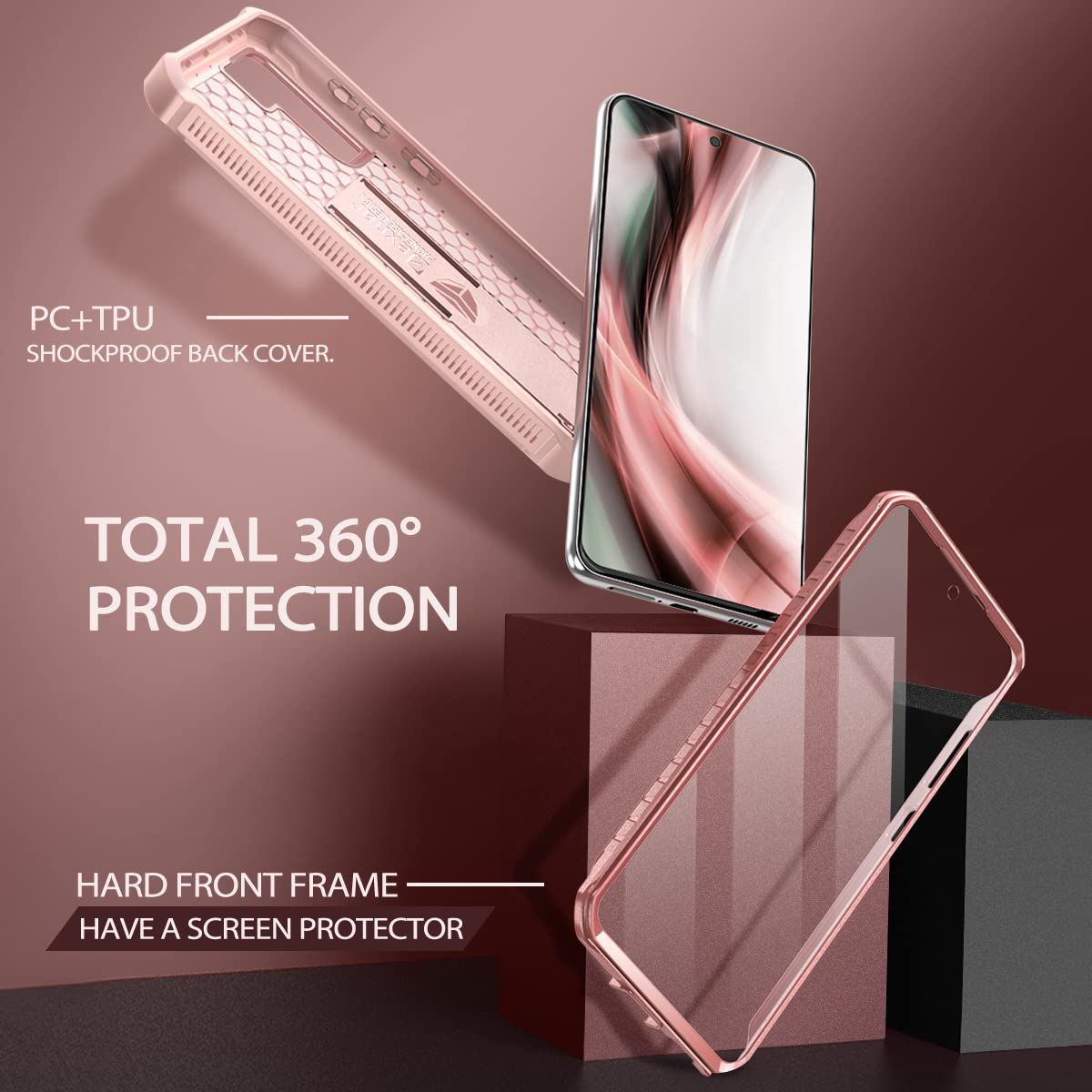 Dexnor For Samsung Galaxy S21 Fe Case, [Built In Screen Protector And Kickstand] Heavy Duty Military Grade Protection Shockproof