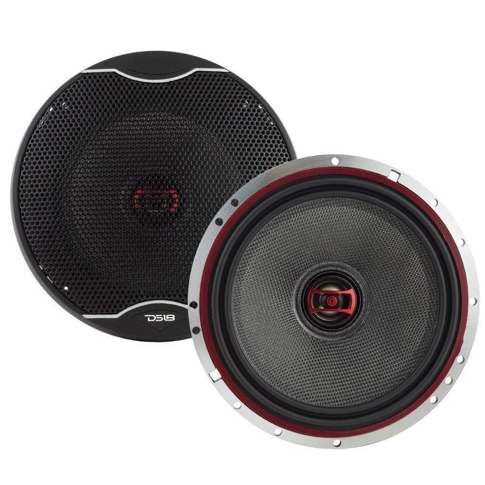 DS18 EXL-SQ6.5 6.5 2-Way Coaxial Car Speakers - 120W RMS, 3-Ohm Impedance, Glass Fiber Cone, PEI Dome Tweeter, Neodymium Magnet,