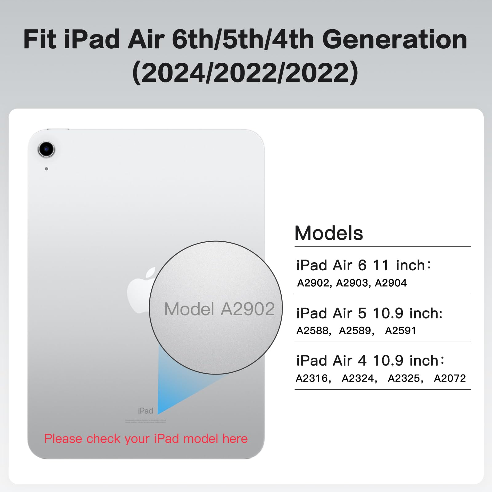 Sparin For Ipad Air 11 Inch M2 Case 2024, Ipad Air 5Th/4Th 10.9 Inch (2022/2020) Case With Apple Pencil Holder, Detachable Magne