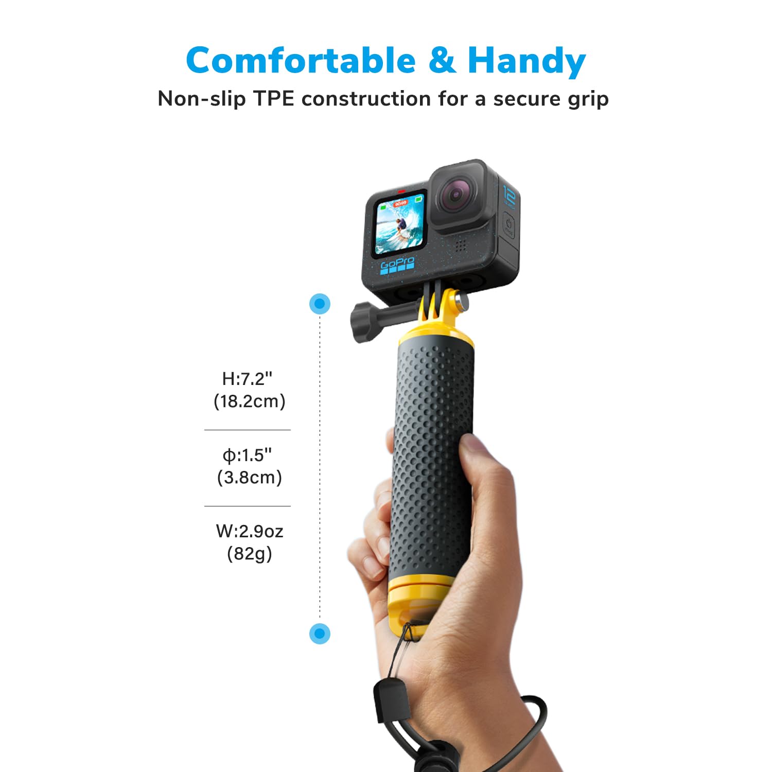 Sametop Floating Hand Grip Waterproof Handle Compatible With Gopro Hero 12, 11, 10, 9, 8, 7, 6, 5, 4, Session, 3+, 3, 2, 1, Hero
